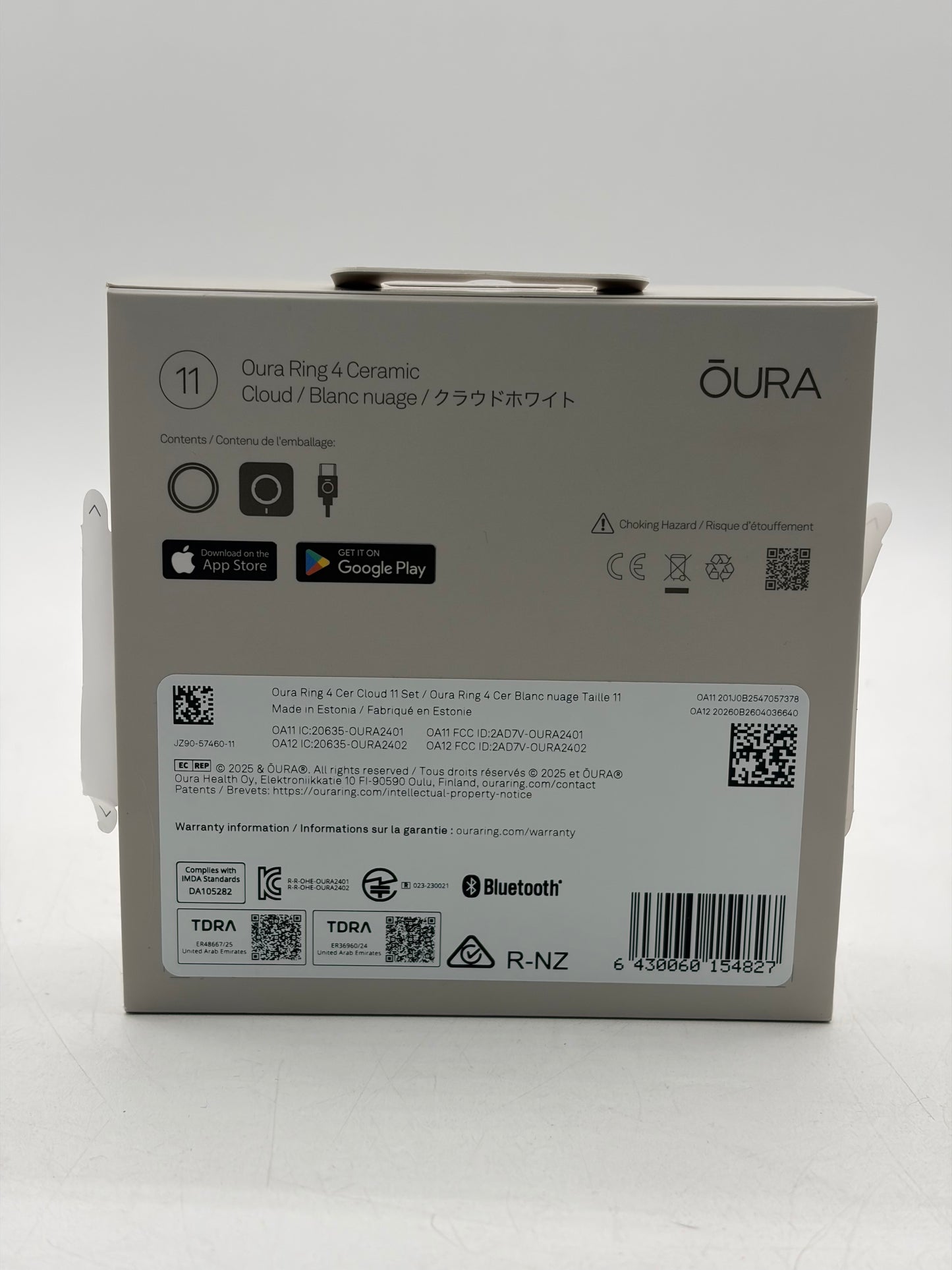 Oura Ring 4 Smart Activity Tracker - Size 11 - (JZ90-57460-11) - Ceramic Cloud