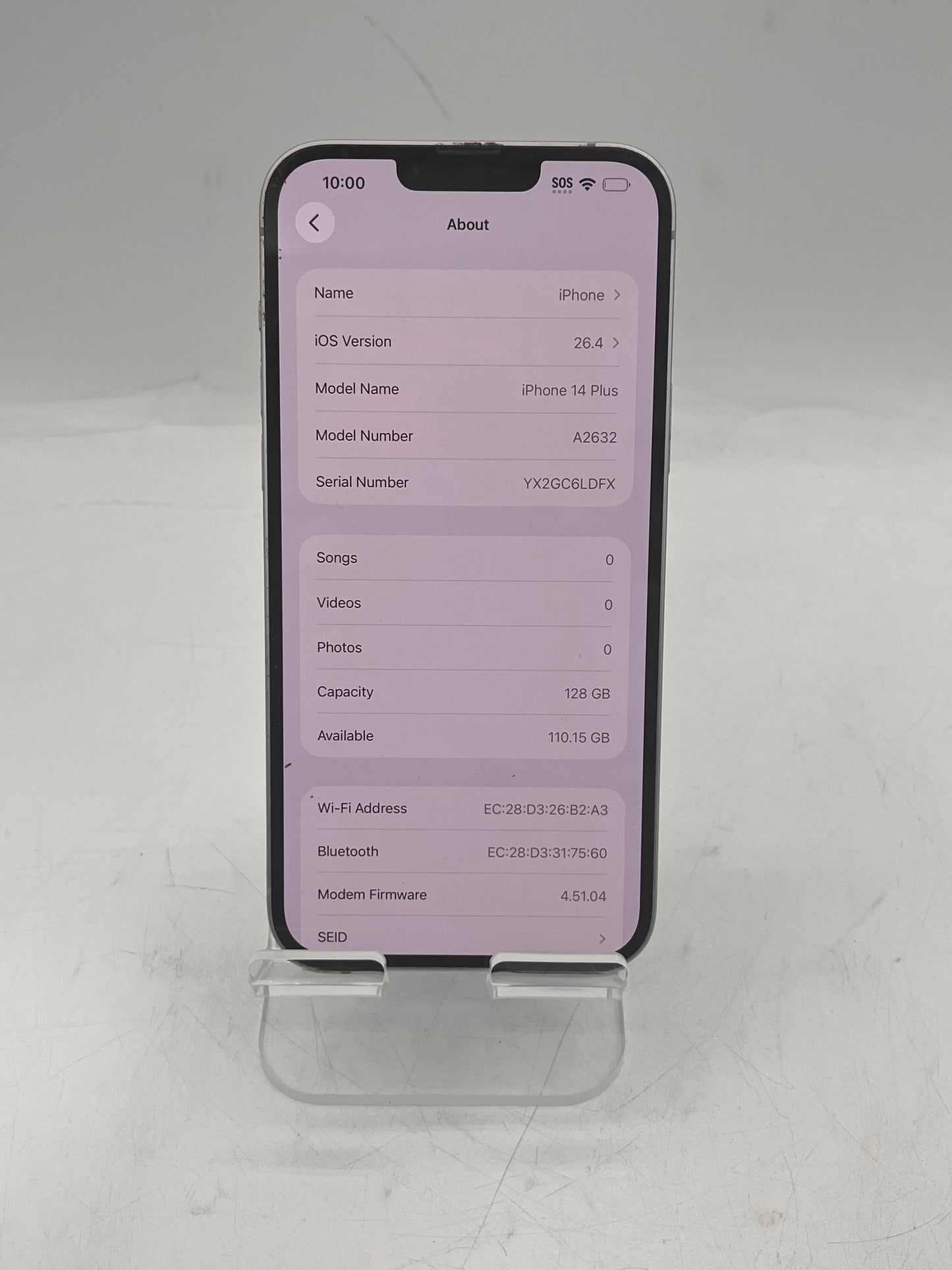 AT&T Apple iPhone 14 Plus MQ3U3LL/A A2632 128GB Purple
