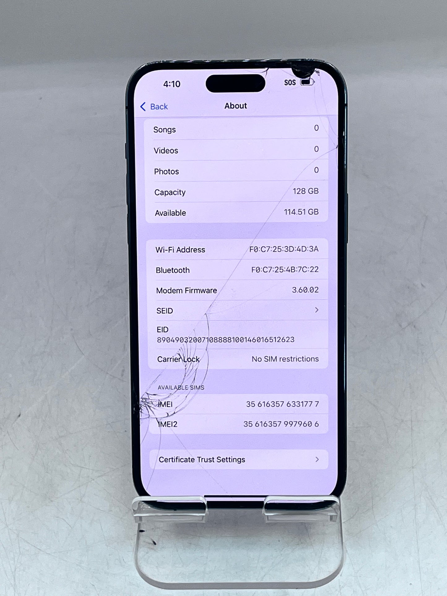 Apple iPhone 14 Pro Max MQ8R3LL/A A2651 128GB - Purple