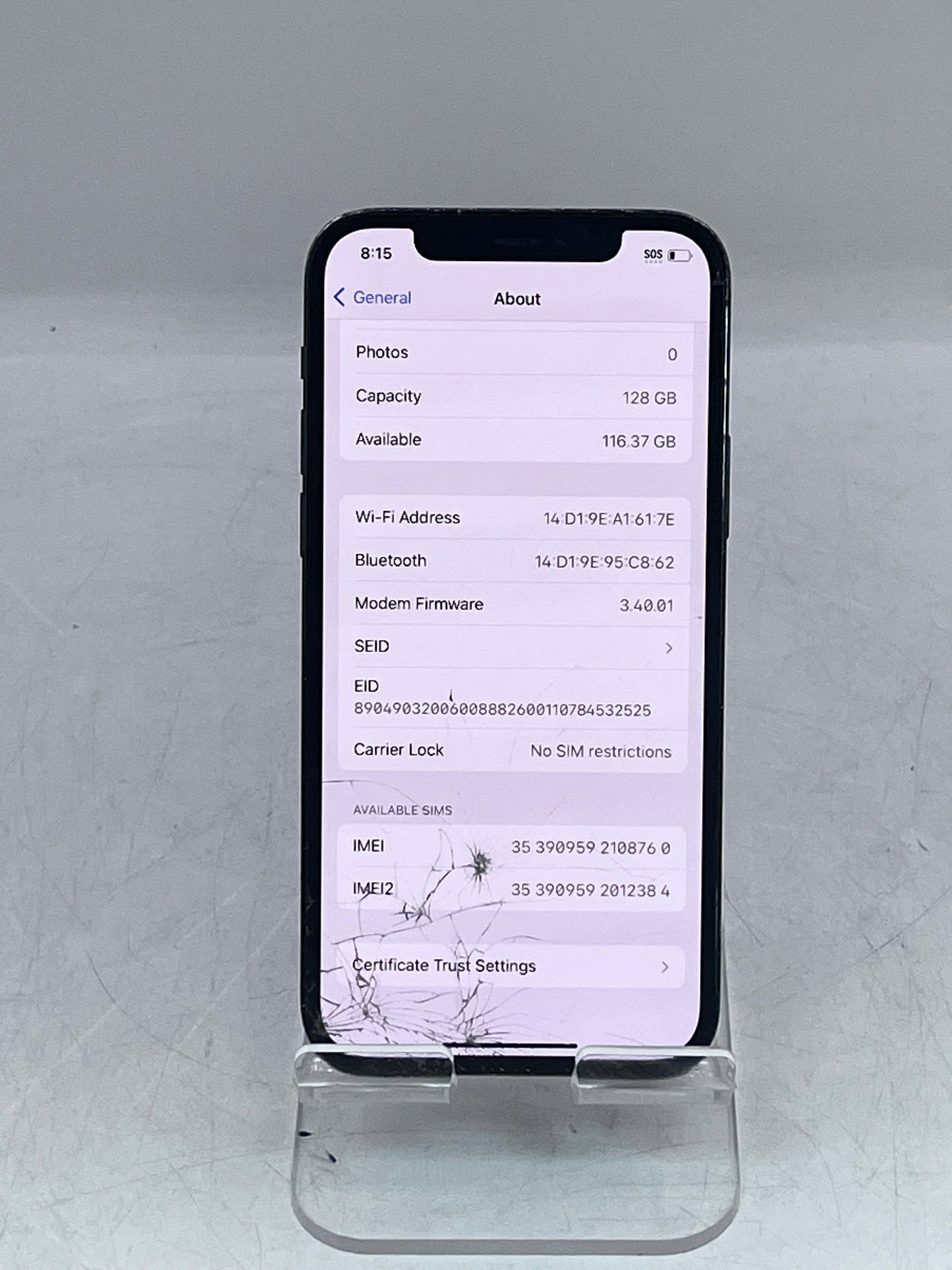 Apple iPhone 12 Pro A2341  MGKK3LL/A 128GB  Unlocked - Blue