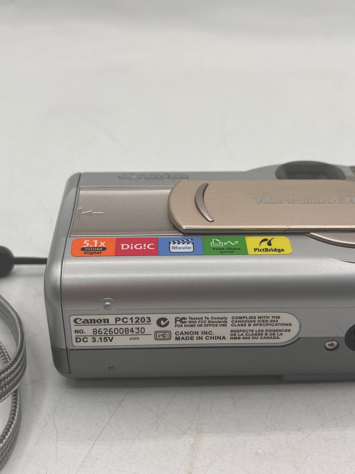 Canon PowerShot A310 3.2MP Compact Digital Camera Silver Tested Working