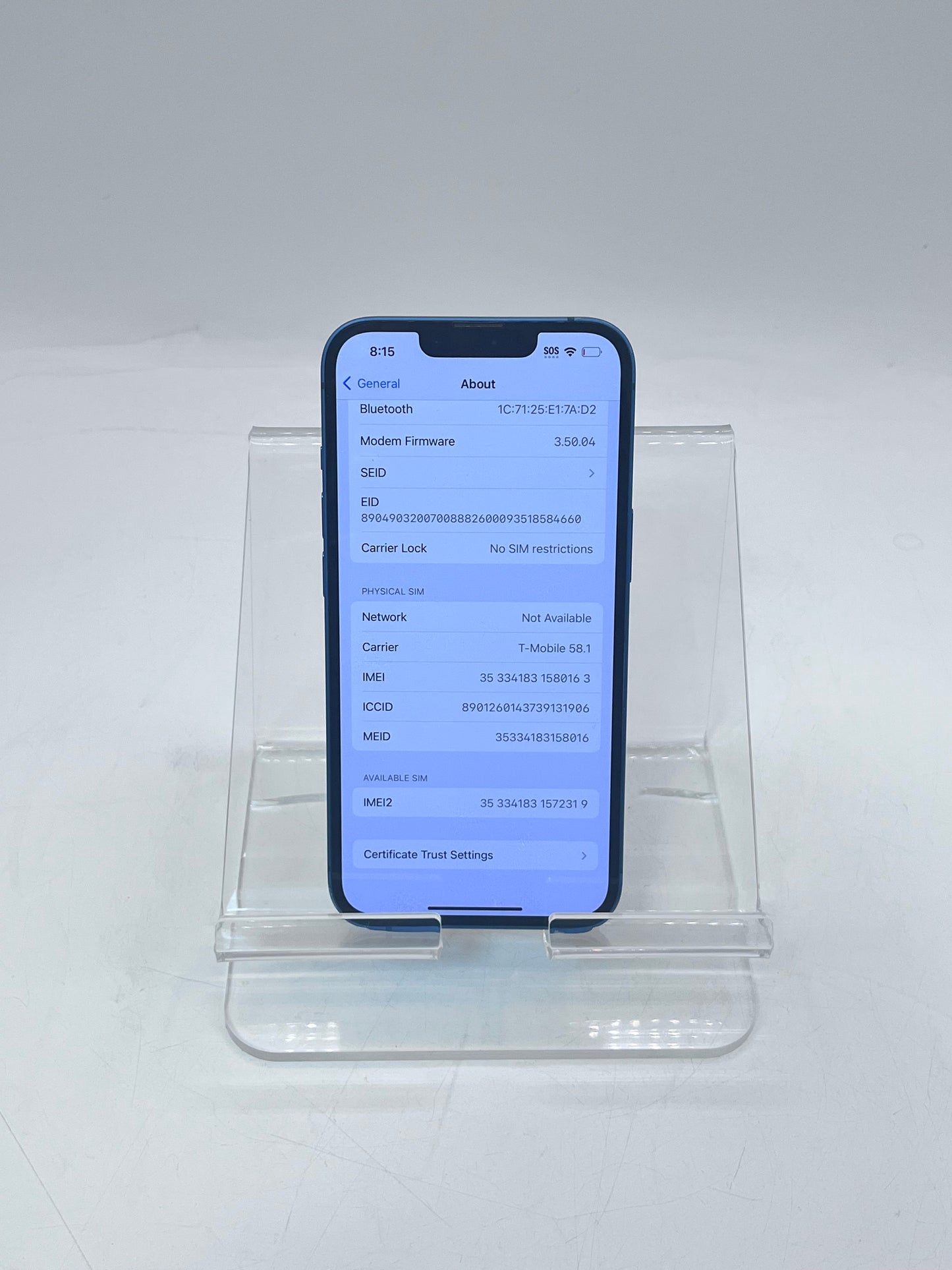 Unlocked Apple iPhone 13 6.1" 128GB A2482 MLMT3LL/A Blue  74%BH
