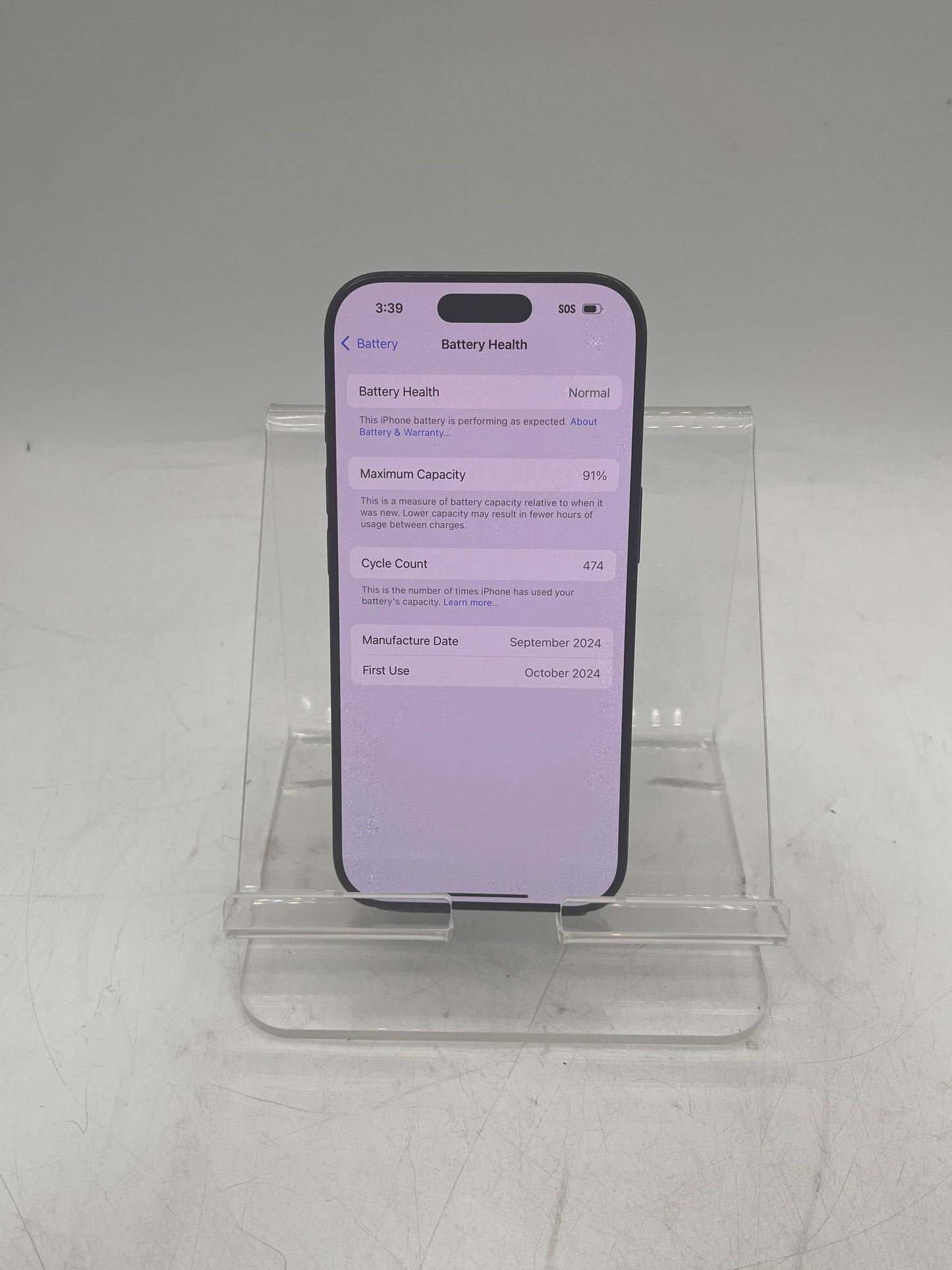 Unlocked Apple iPhone 16 Pro 256GB MYMG3LL/A A3083  Space Black 91% Battery Health