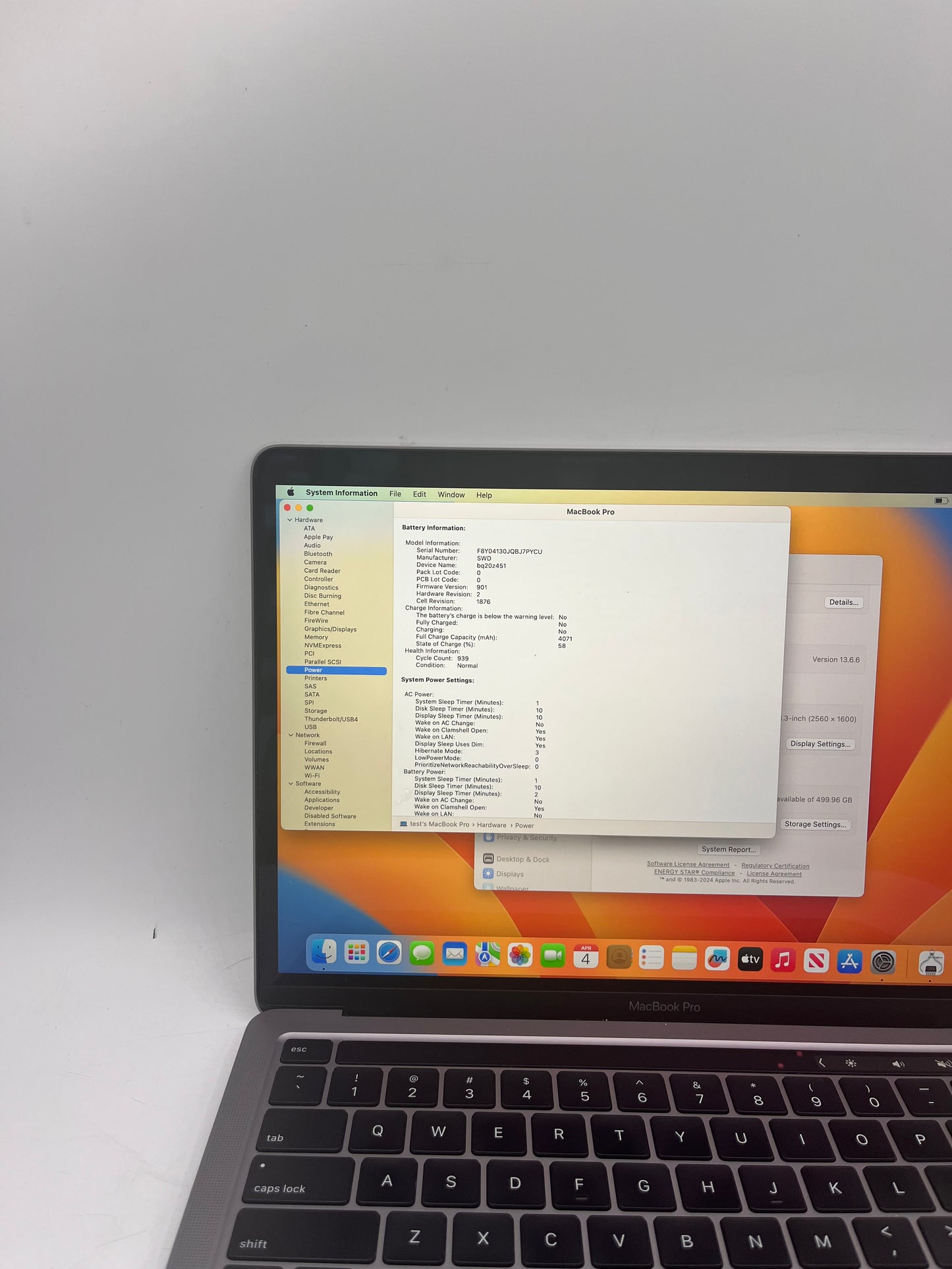 Apple MacBook Pro 13-inch A2251 2020  Core i5 16GB RAM 512GB Space Gray