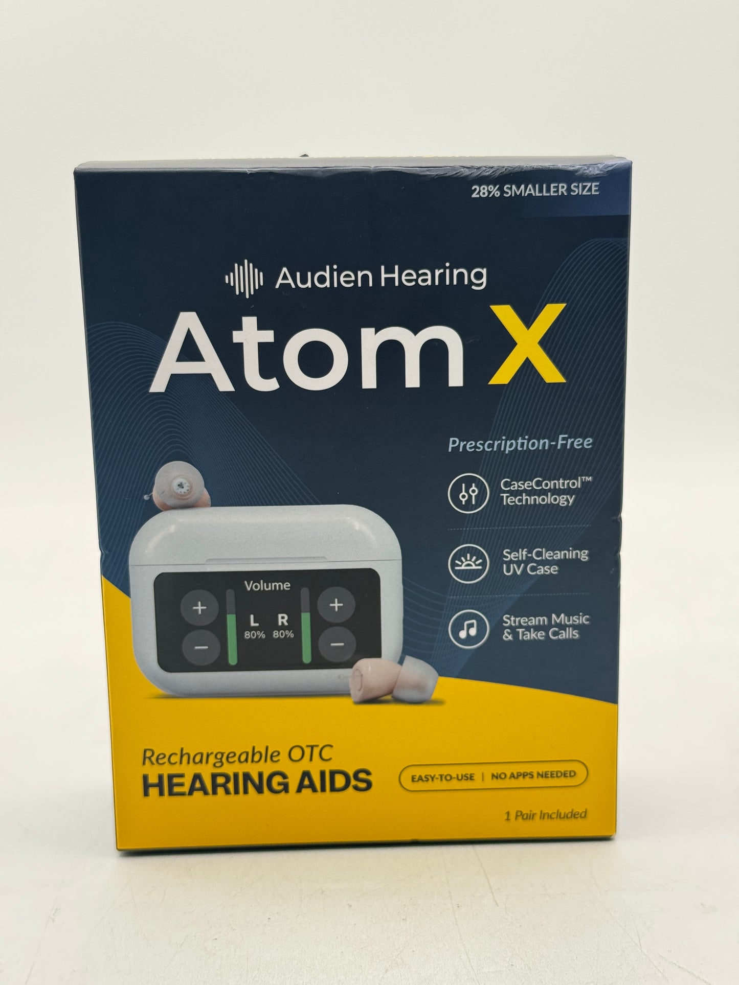 Audien Hearing ATOM X -Rechargeable OTC Hearing Aids - Brand New Free Shipping