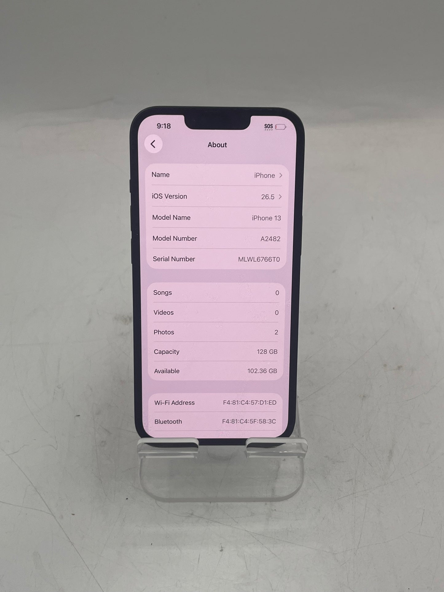 Unlocked Apple iPhone 13 128GB A2482  MLML3LL/A Black 100% Battery Health