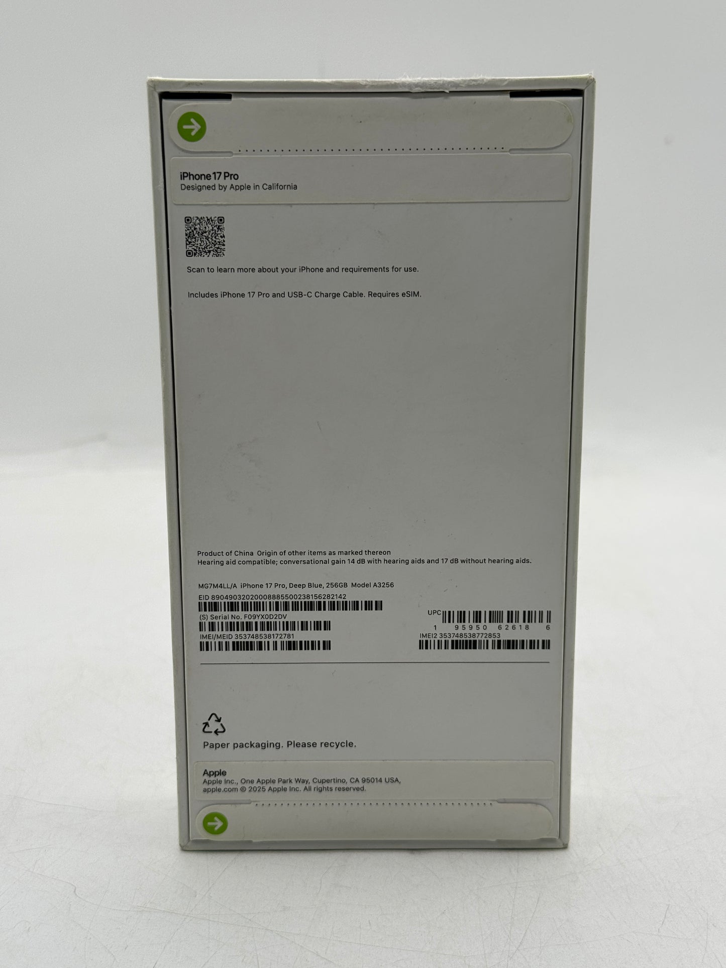 Unlocked Apple iPhone 17 Pro 256GB A3256 MG7M4LL/A Deep Blue SEALED BRAND NEW