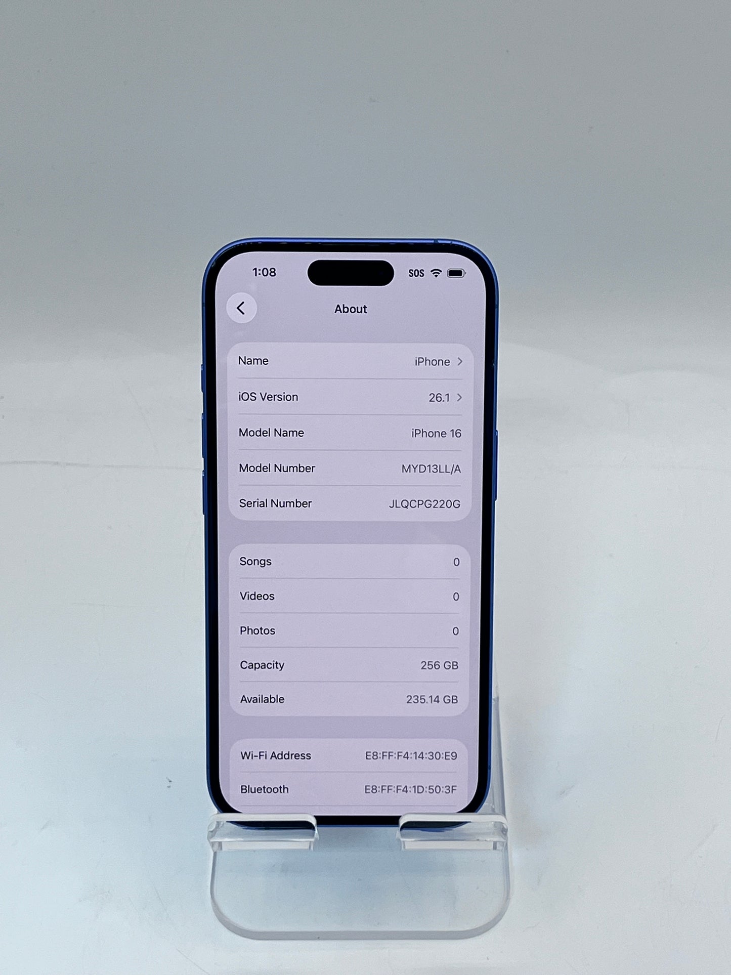 Unlocked Apple iPhone 16 6.1" A3081 MYD13LL/A 256GB - Blue