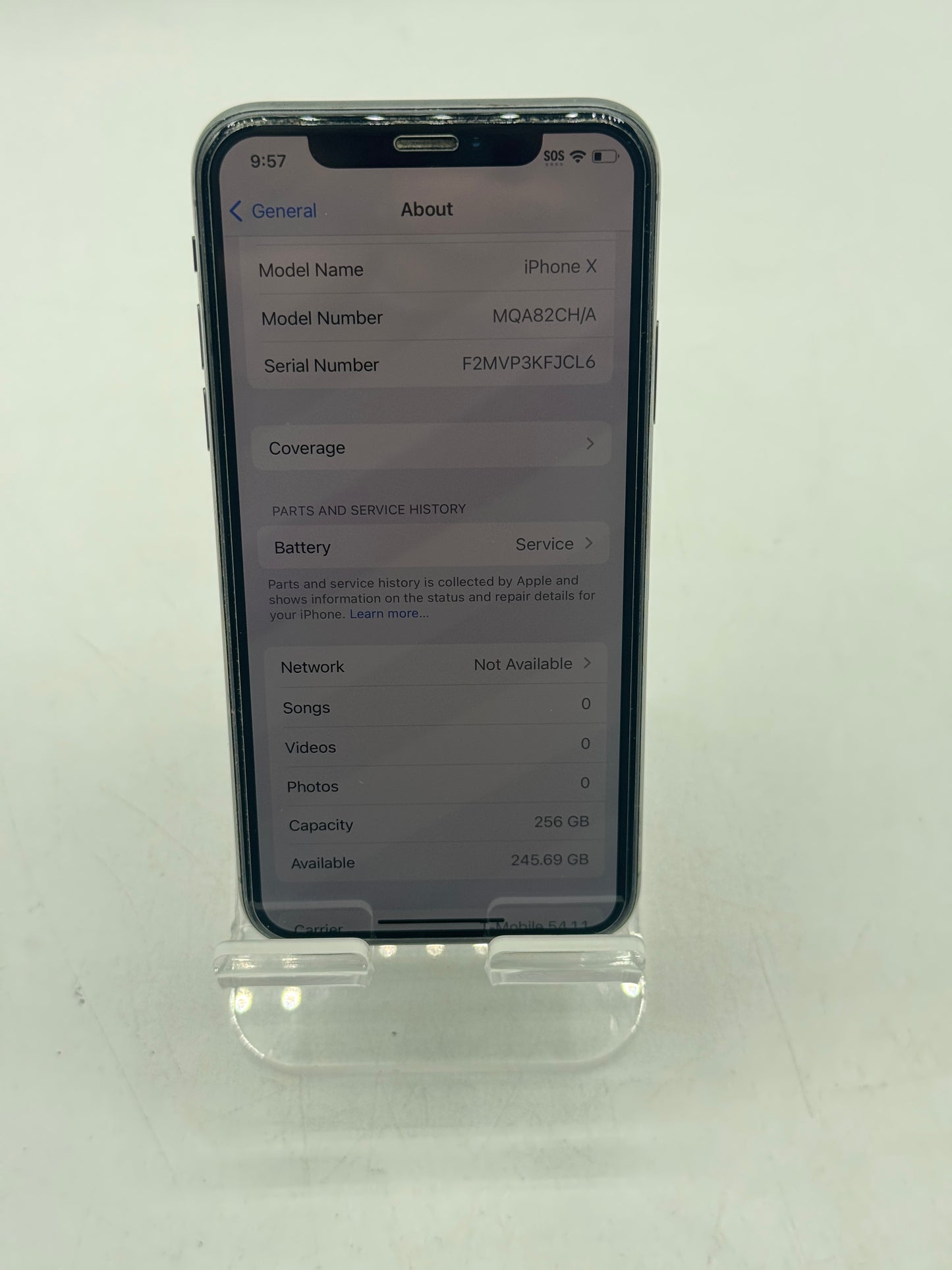 Unlocked Apple iPhone X 256GB A1865 MQA82CH/A Space Gray Battery Health 82%