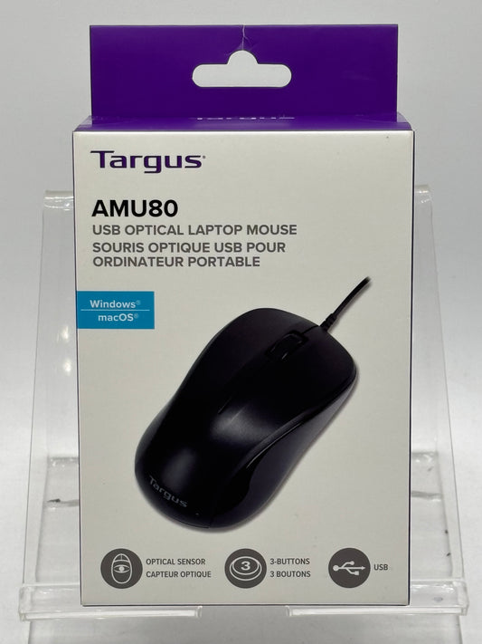 TARGUS USB Optical Mouse AMU80, Black; NEW (FREE SHIPPING)