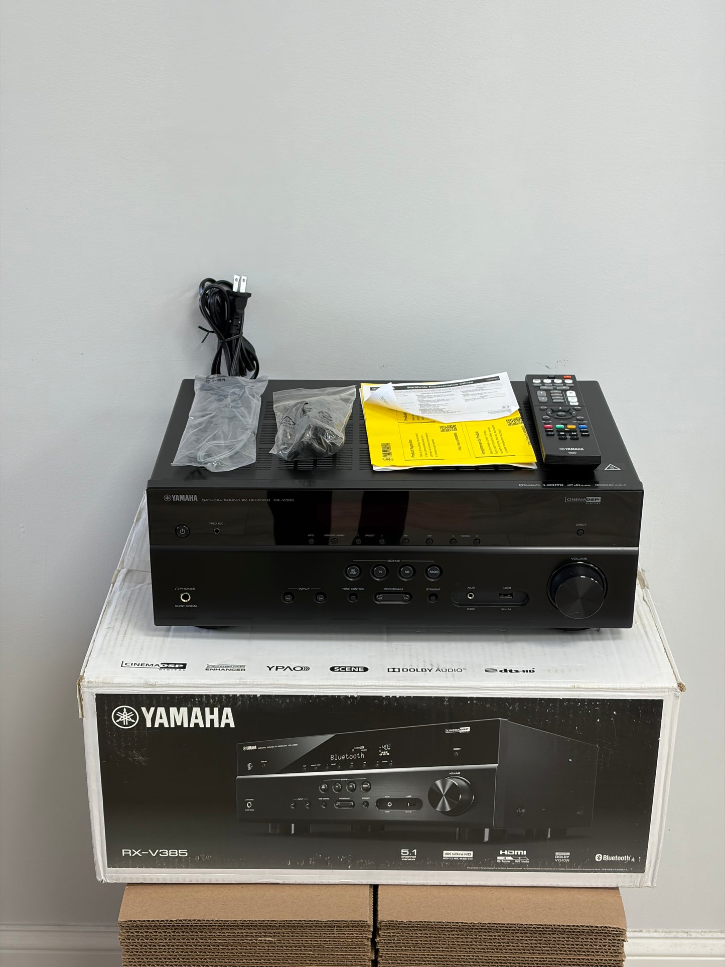 Yamaha RX-V385 Home Theater Receiver 5.1 Channel 4K HD AV Bluetooth Black