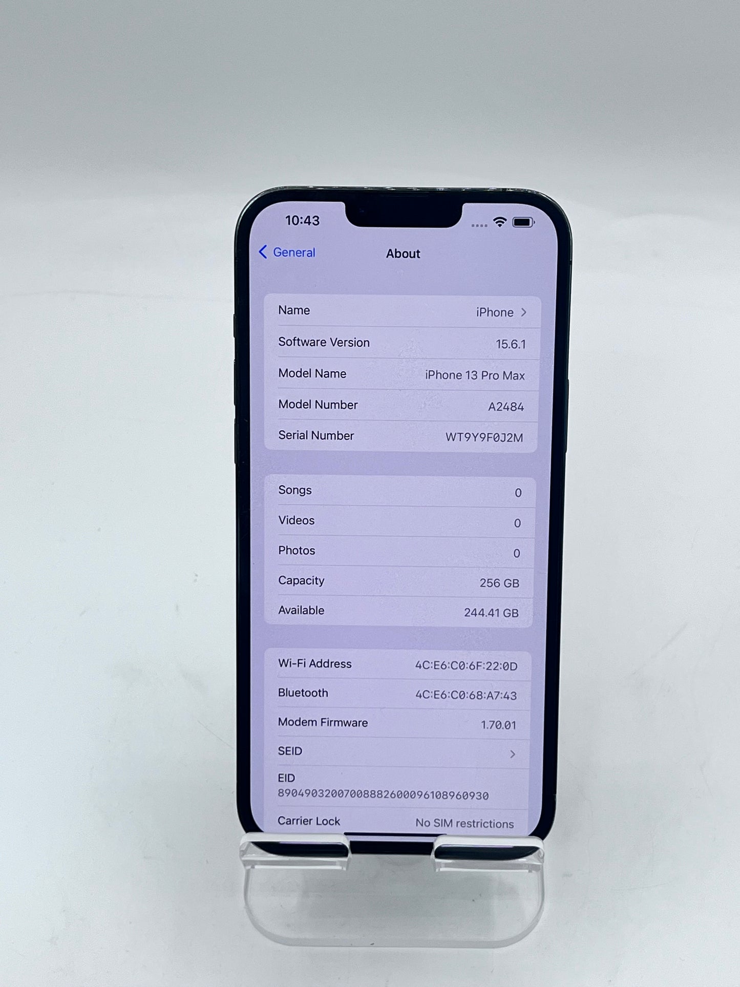 Unlocked Apple iPhone 13 Pro Max 6.7" MLKR3LL/A A2484 256GB 6 GB - Space Gray
