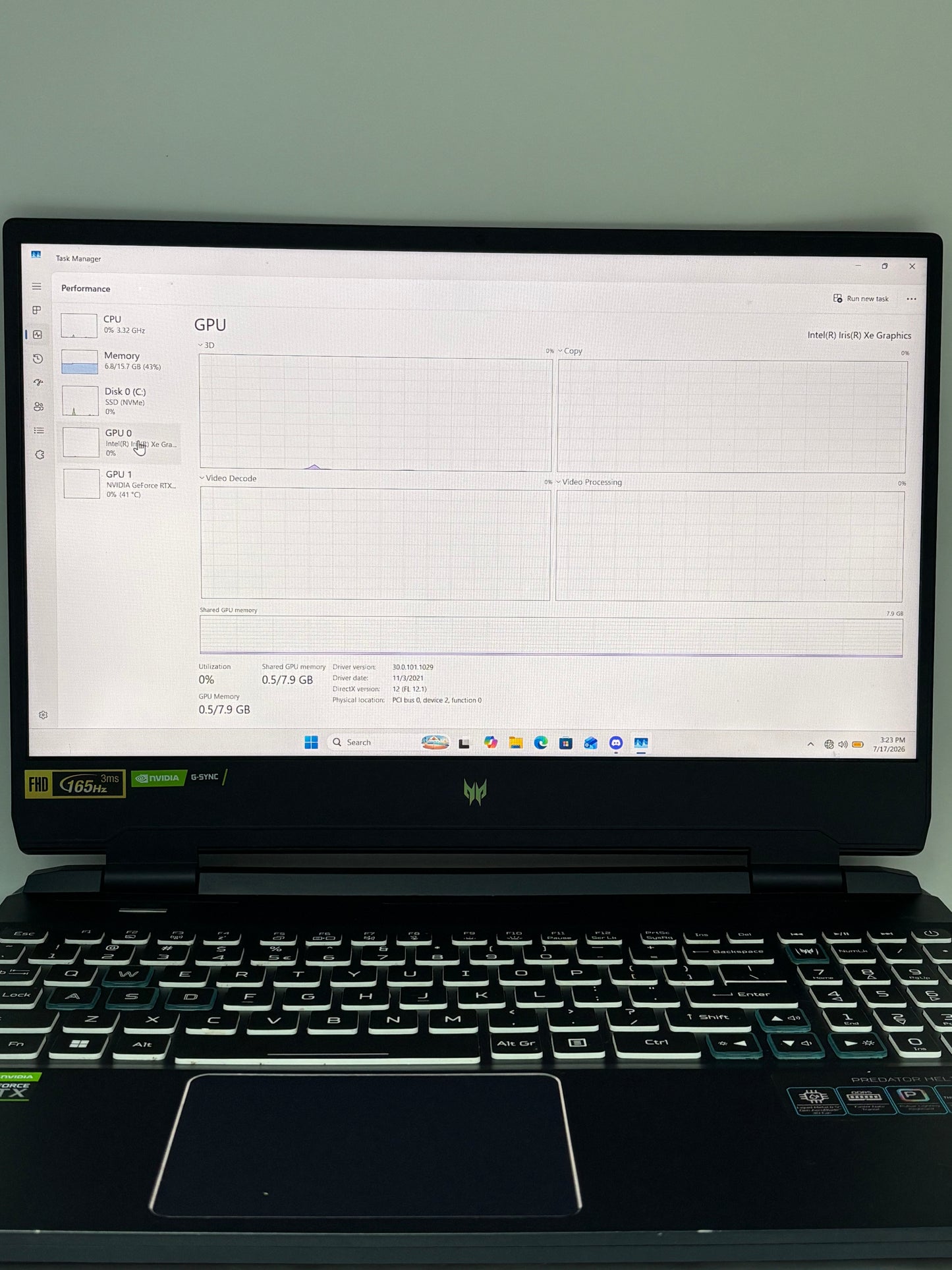 Acer Predator Helios 300 15.6" Core i7-12700H 16GB RAM 512GB RTX 3060
