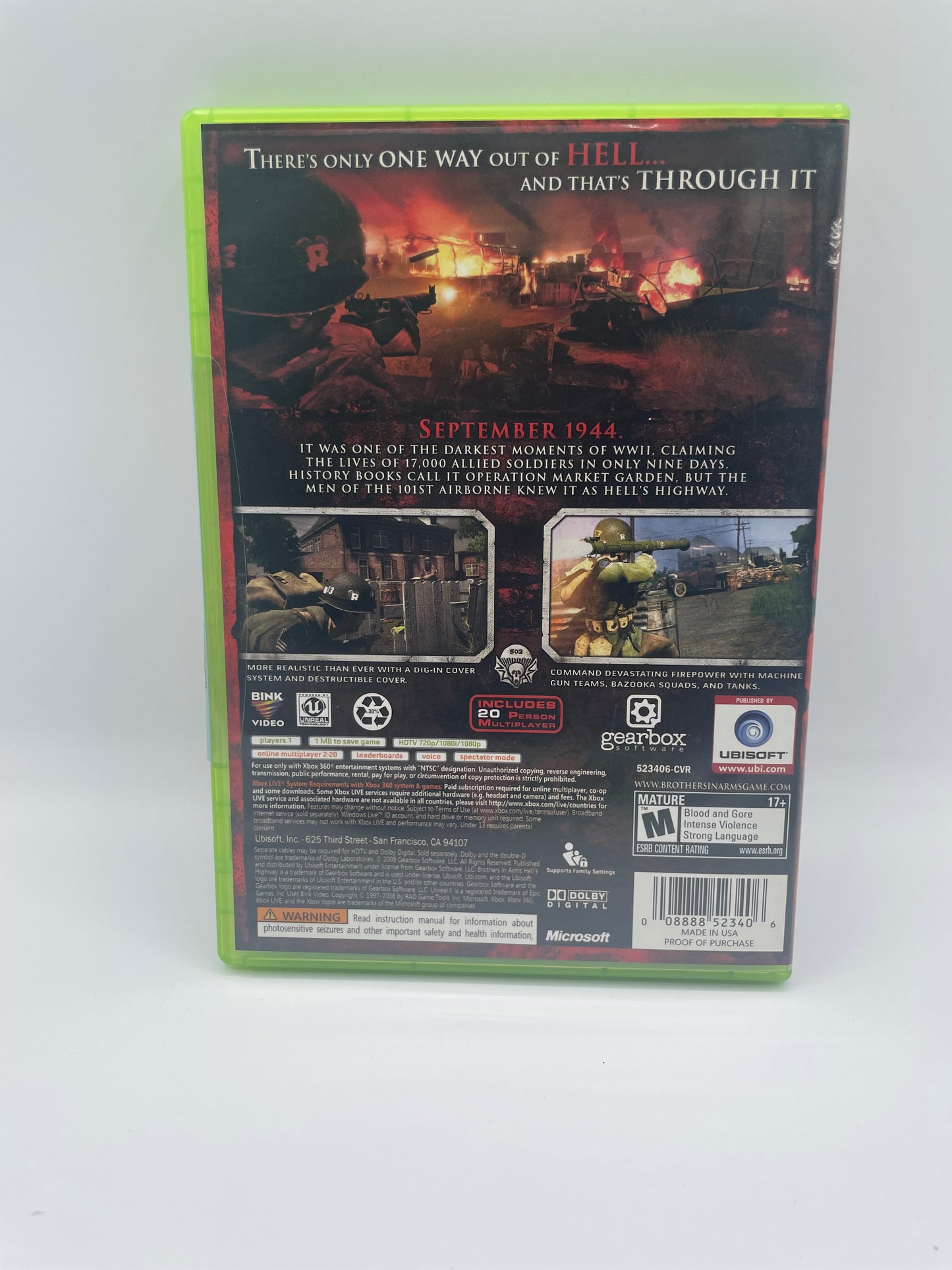 Xbox 360 Brothers in Arms Hell's Highway - Used with Box - Great Condition