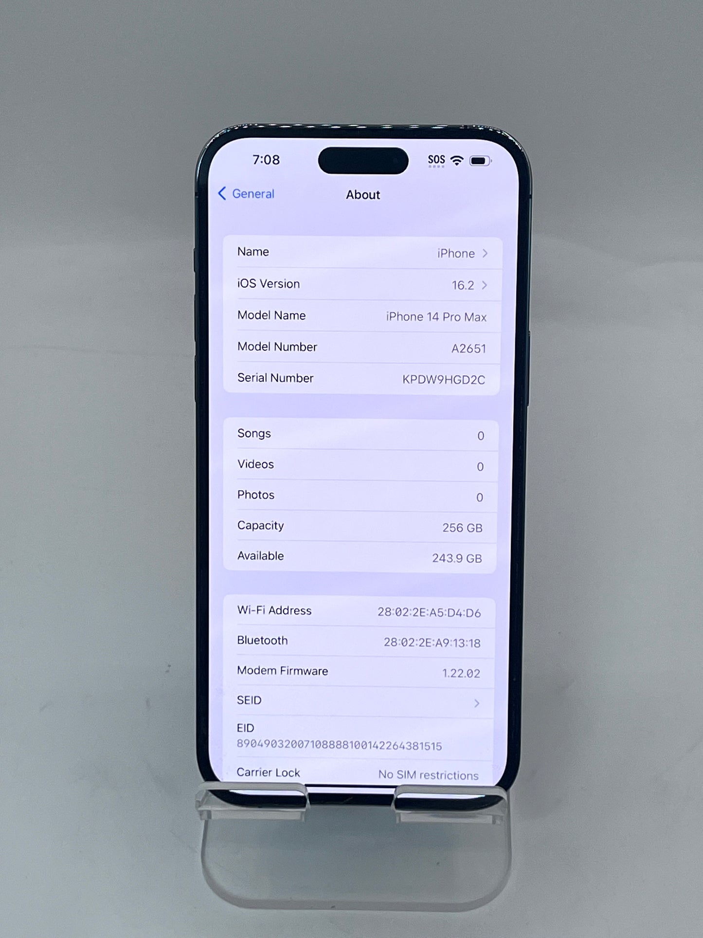 Unlocked Apple iPhone 14 Pro Max 6.7" 256GB 6GB A2651 MQ8W3LL/A - Purple