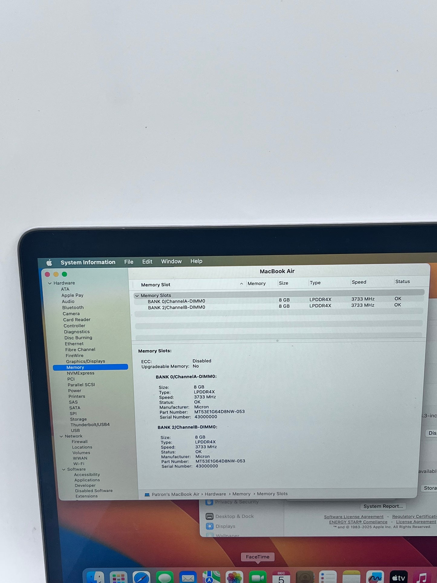 Apple MacBook Air 13" Retina i5 A2179 2020 Space Gray REMOTELY MANAGED BY PASSED READ