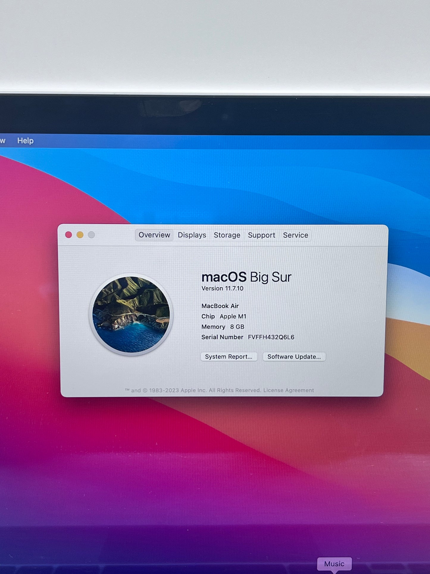 2020 Apple MacBook Air 13.3" M1 7C 8GB 128GB A2337 REMOTELY MANAGED