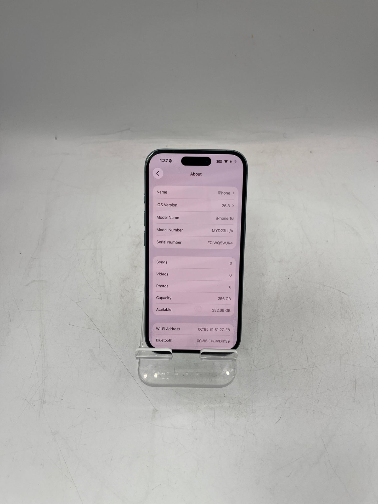 Unlocked Apple iPhone 16 256GB A3081 MYD23LL/A 92% Battery Health