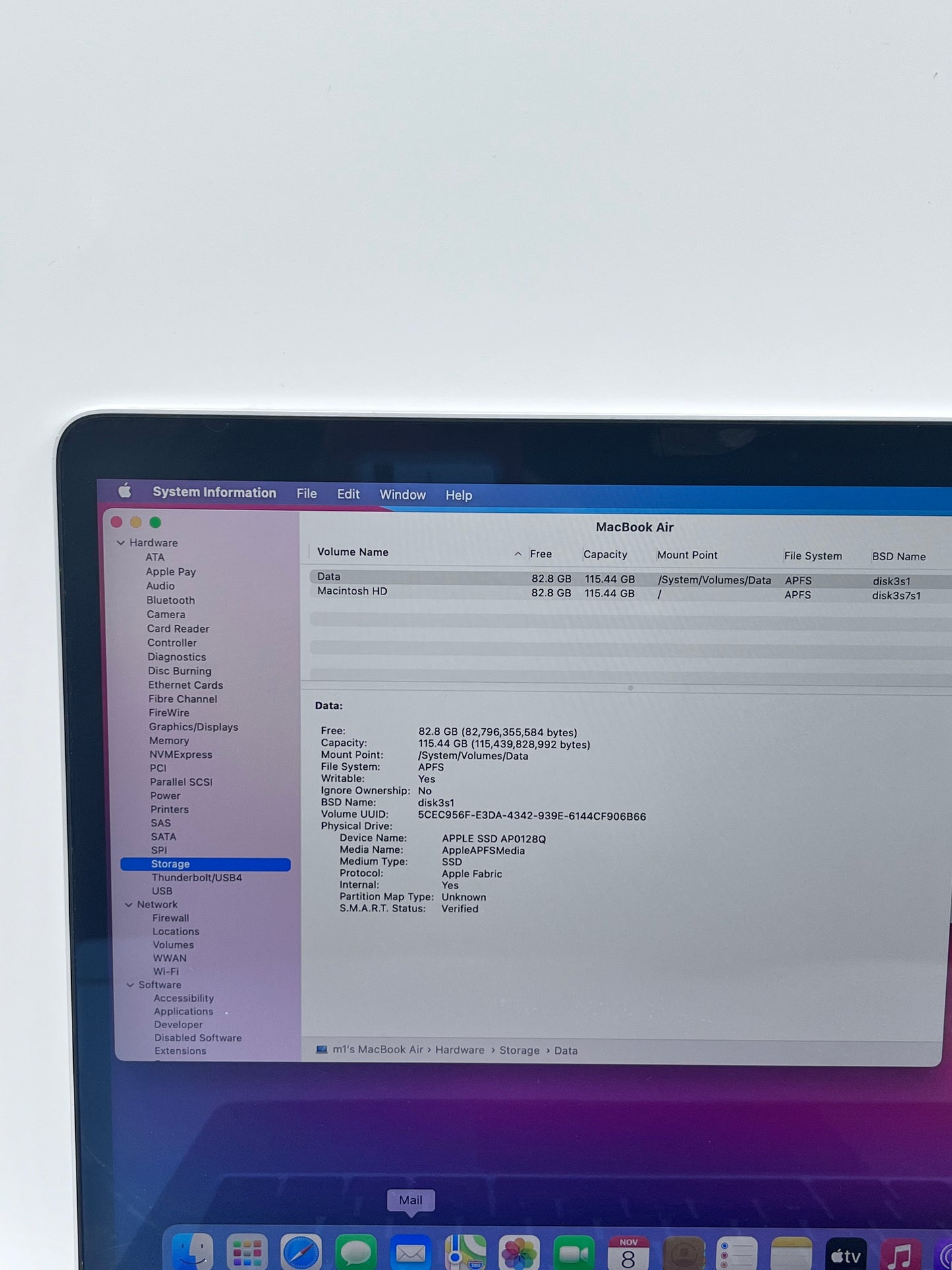 2020 Apple MacBook Air 13.3" M1 7C 8GB 128GB A2337 REMOTELY MANAGED BYPASSED