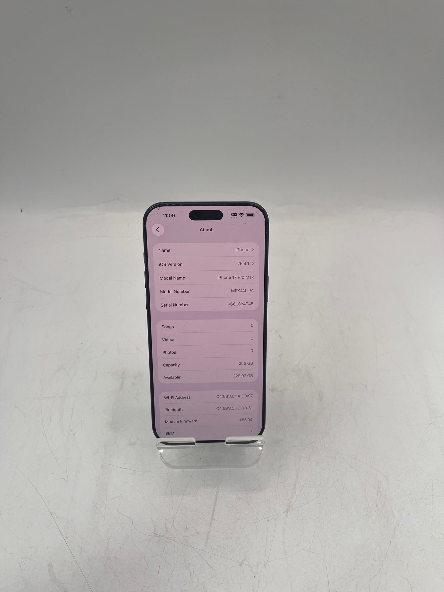 T-Mobile Apple iPhone 17 Pro Max MFXJ4LL/A A3257 256GB Blue Cracked