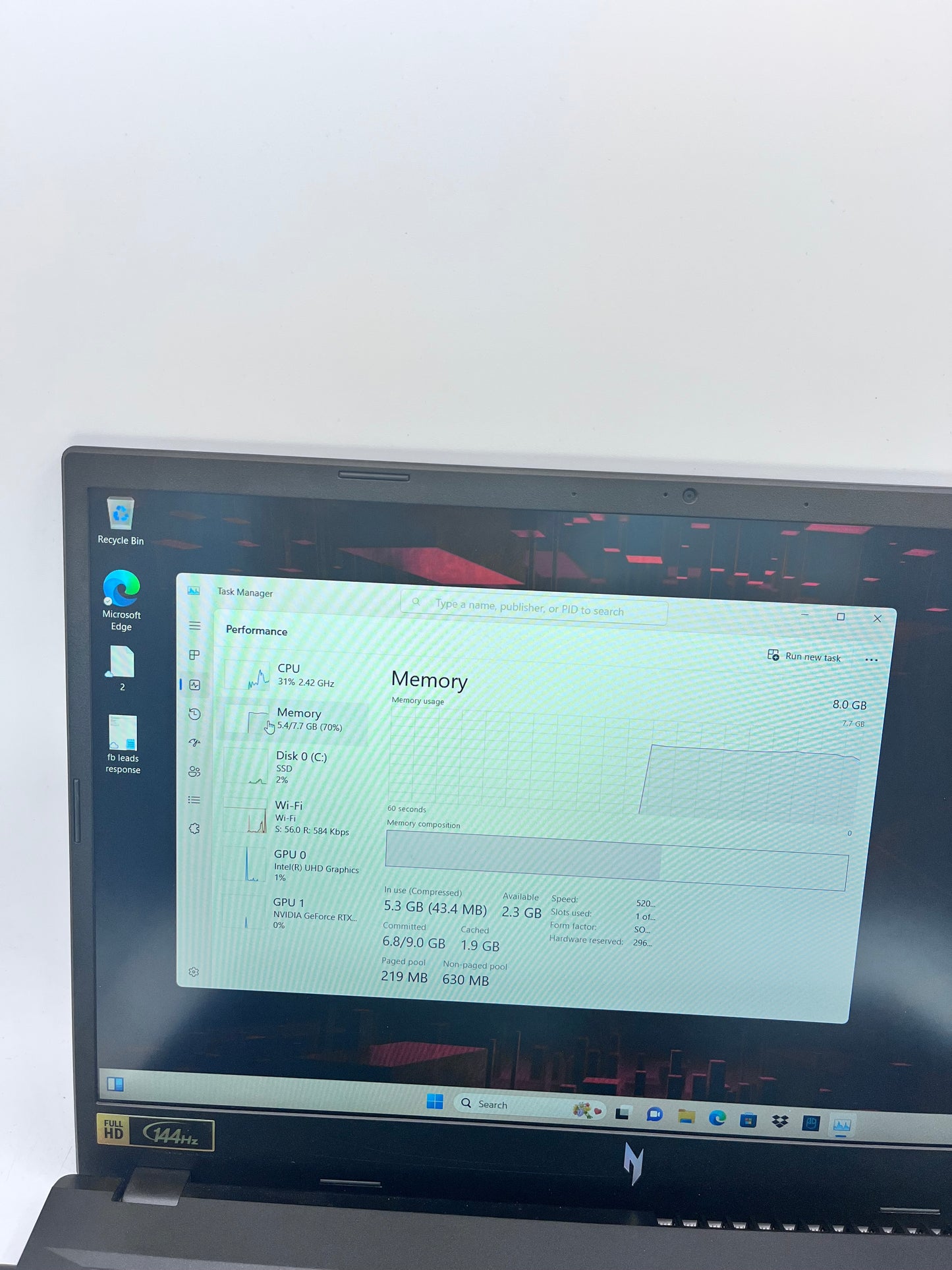 Acer Nitro V 15 Intel i5-13420H 1.4GHz 8GB RAM 512GB SSD GeForce RTX 2050 READ