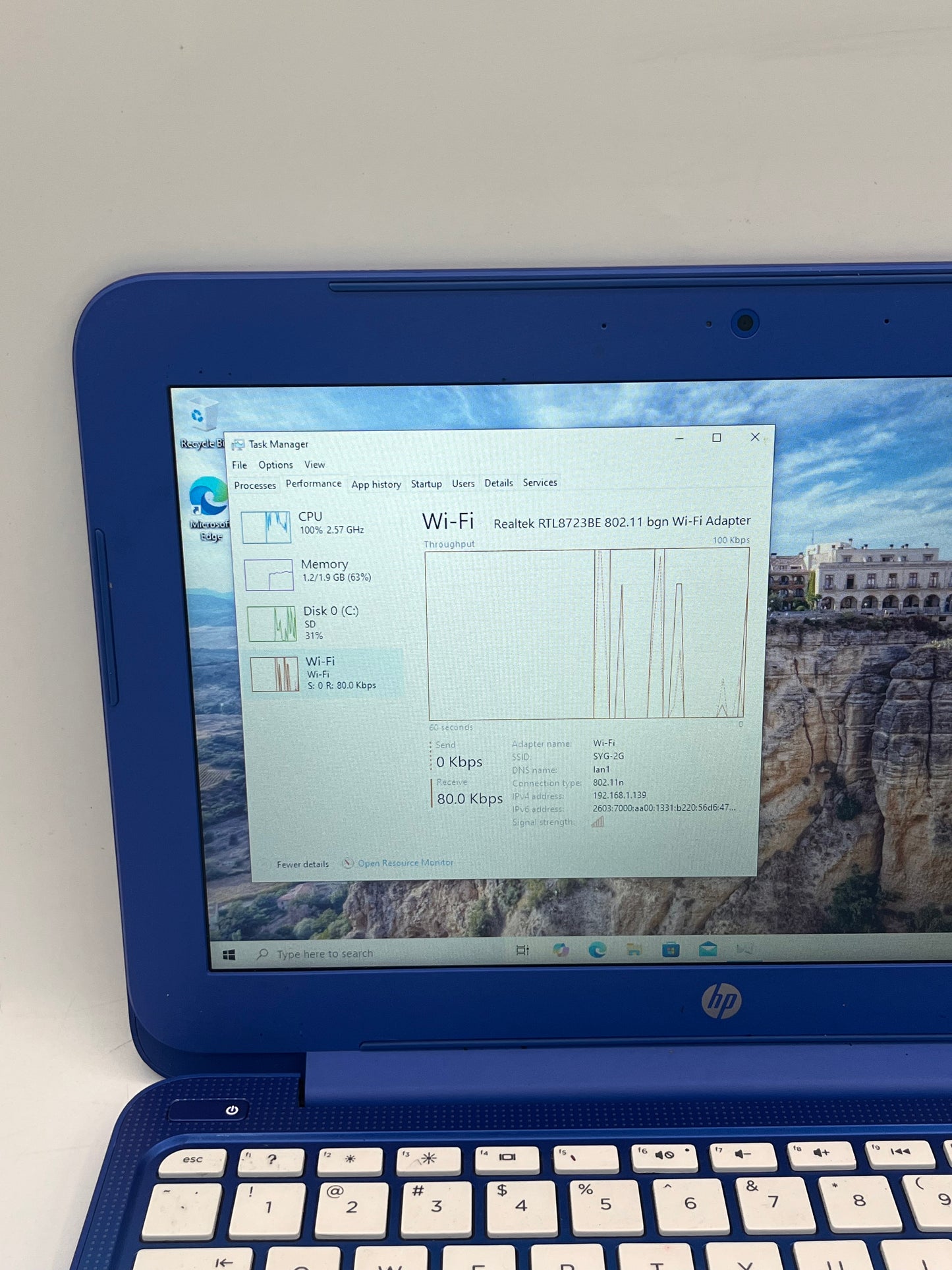HP Stream 11-D010WM 11" Celeron N2840 2.1GHz 2GB 32GB - Blue READ