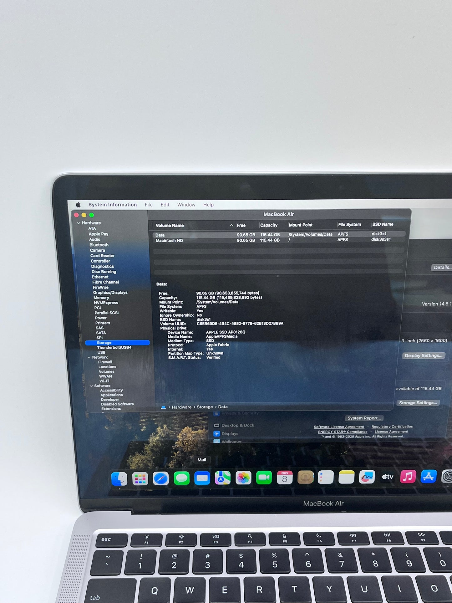 2020 Apple MacBook Air 13.3" M1 7C 8GB 128GB A2337 REMOTELY MANAGED