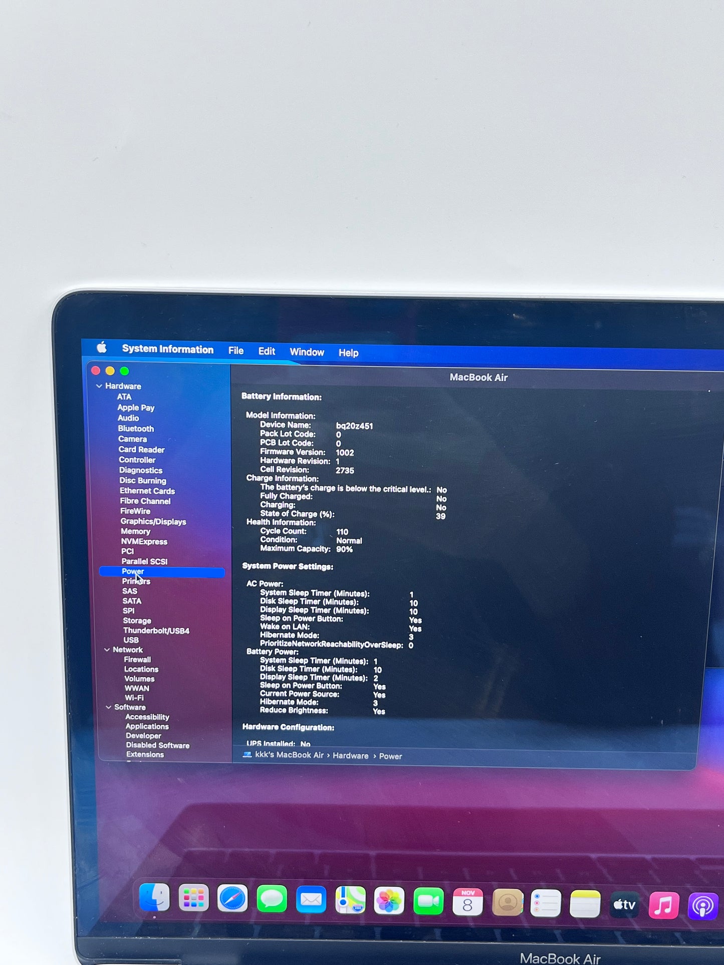 2020 Apple MacBook Air 13.3" M1 7C 8GB 128GB A2337 REMOTELY MANAGED