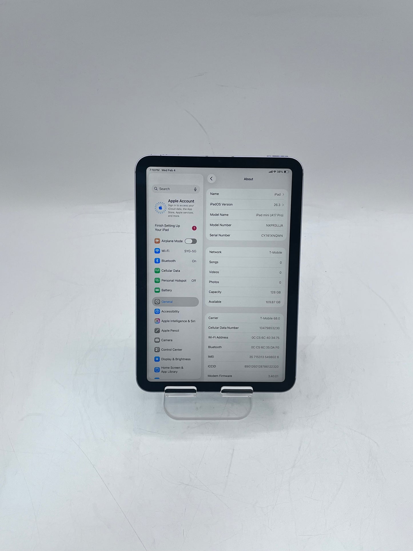 Unlocked Apple iPad Mini A17 Pro A2995 NXPR3LL/A 7th Gen 128GB 100%BH Purple