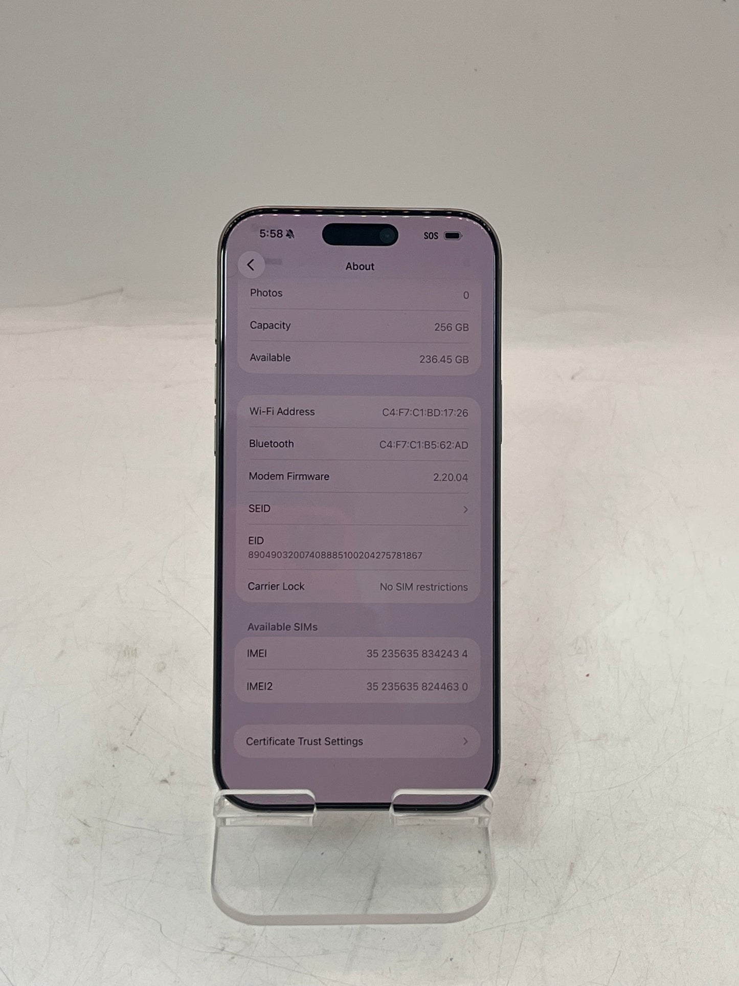 Unlocked Apple iPhone 16 Pro Max 256GB MYW63LL/A A3084  90% Battery Health
