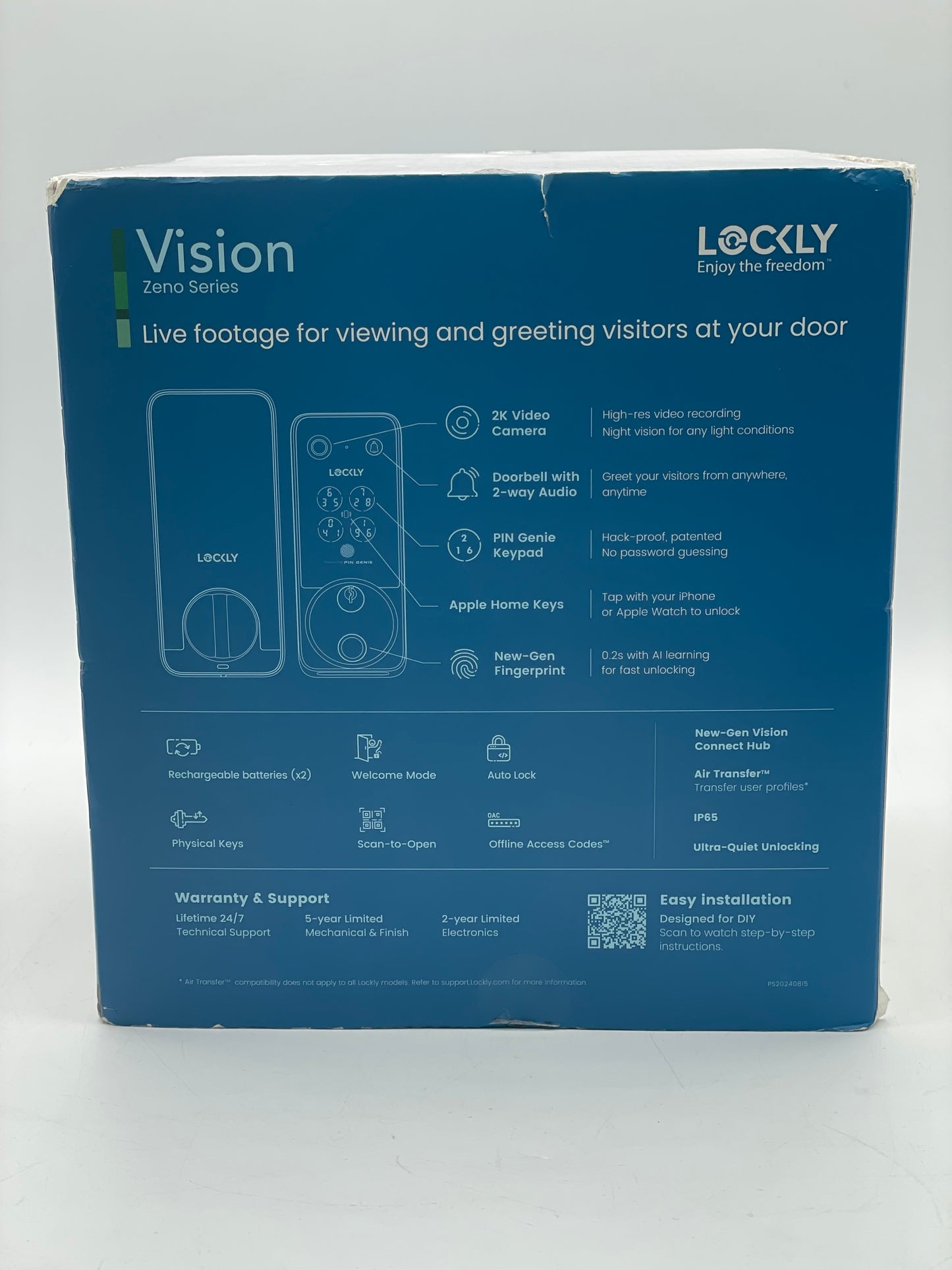 Lockly Vision Zeno Series Video Smart Lock Satin Nickel Free Shipping