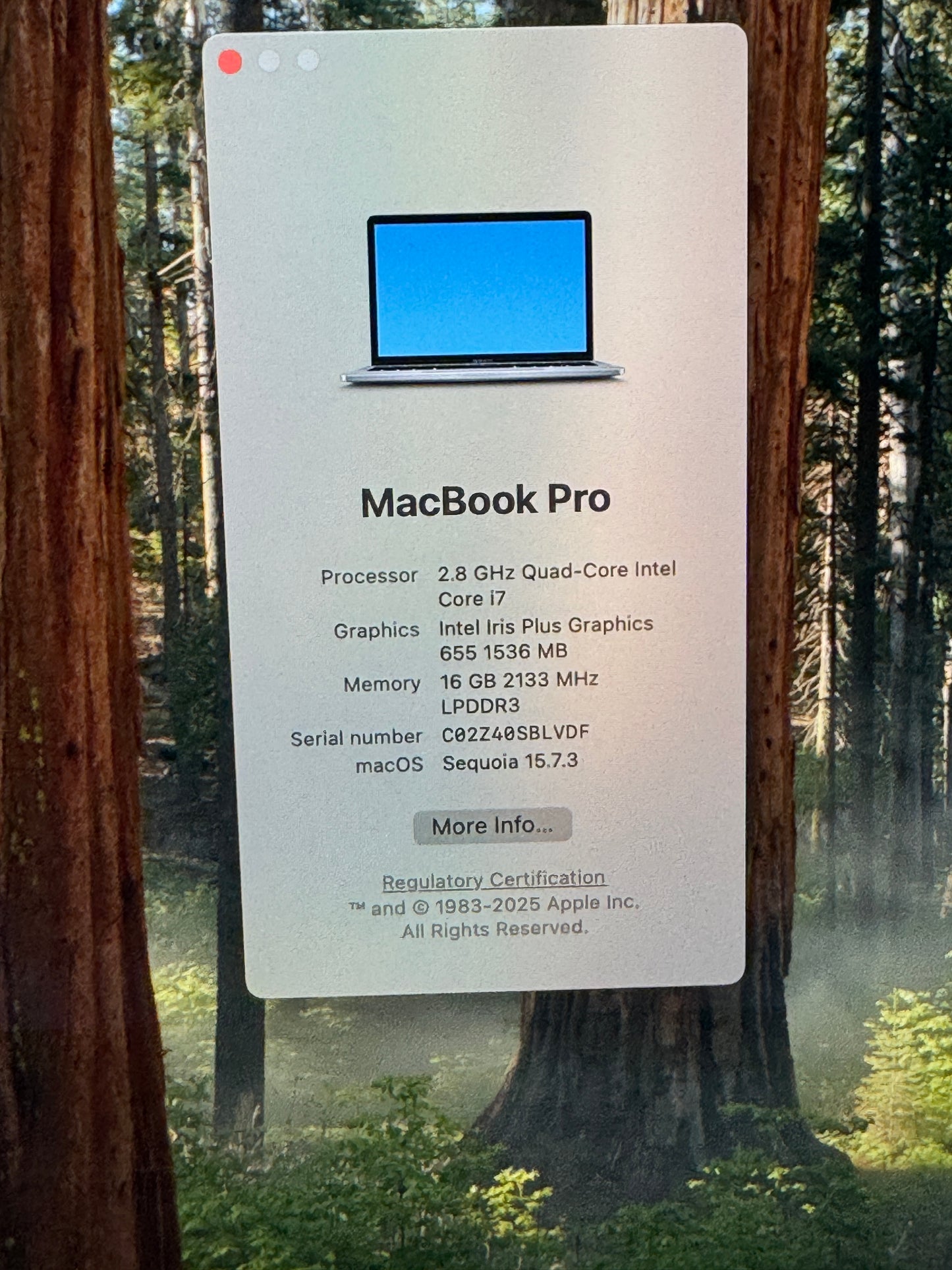 2018 Apple MacBook Pro 13" i7 @2.8GHz 16GB 1TB A1989 189 Cycle Count Space Gray