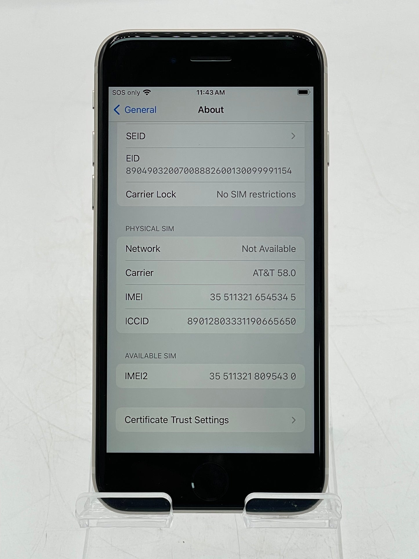 Apple iPhone SE 3rd Gen 64GB Unlocked Starlight MMX53LL/A A2595 BH 100%