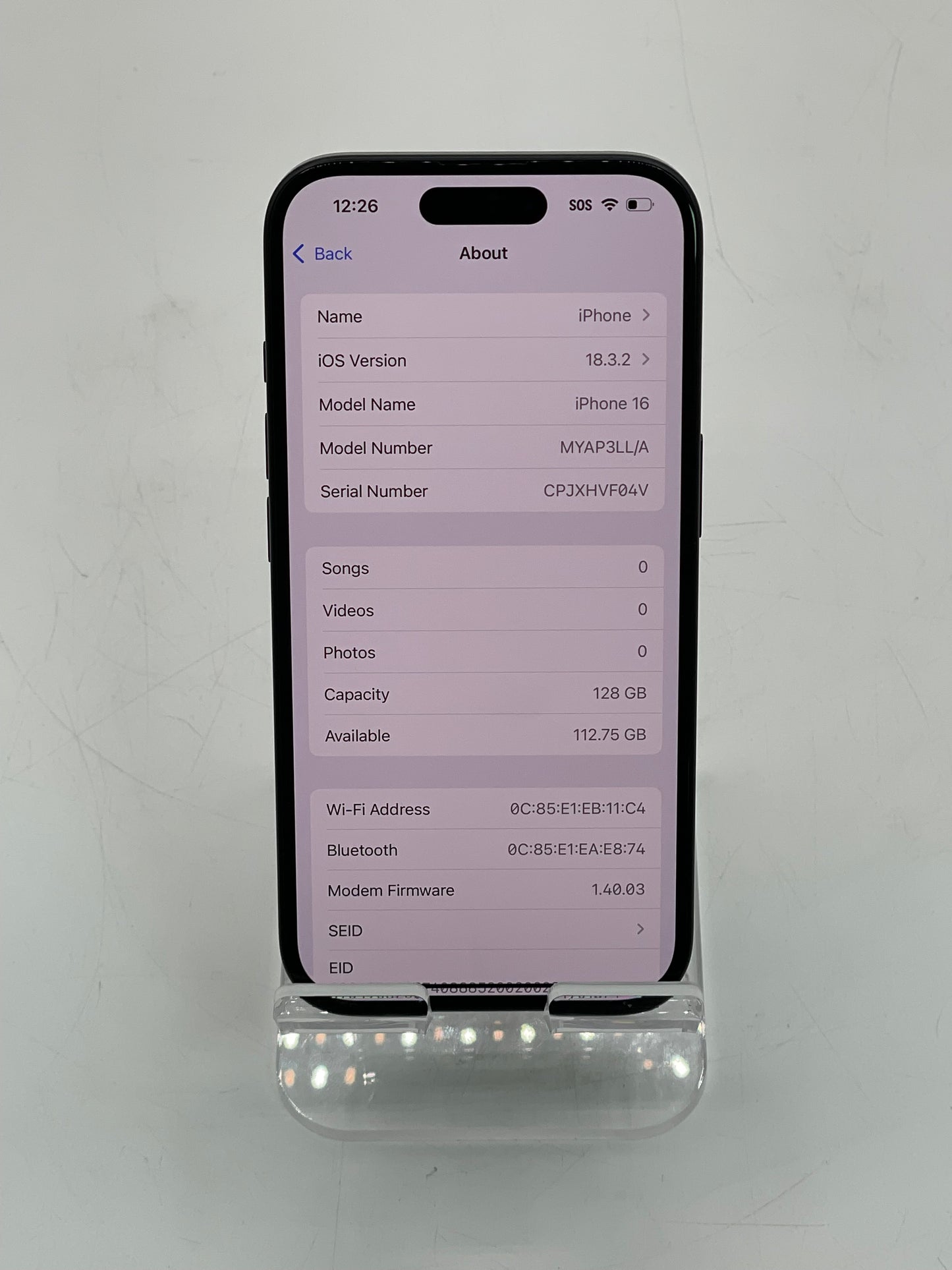 Unlocked Apple iPhone 16 - 128GB A3081 MYAP3LL/A Space Gray Open Box