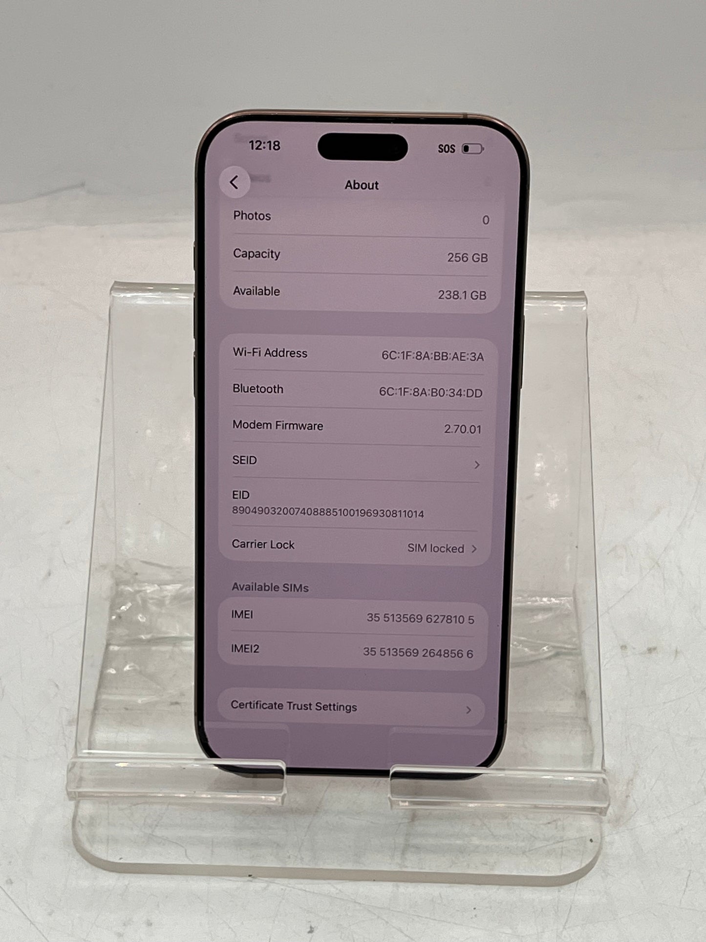 Spectrum Apple iPhone 16 Pro Max MYW53LL/A A3084 256GB Silver Broken