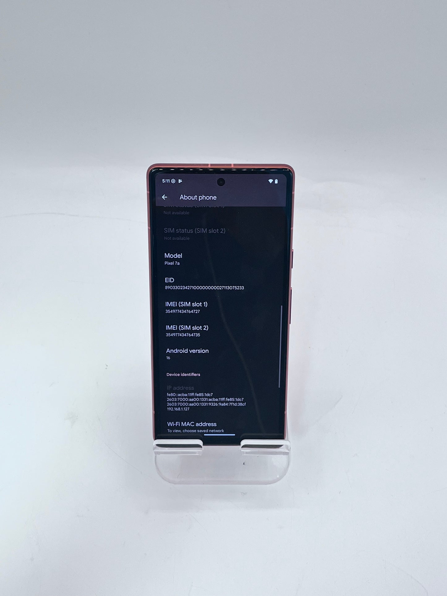 Unlocked Google Pixel 7a GWKK3 128GB Coral
