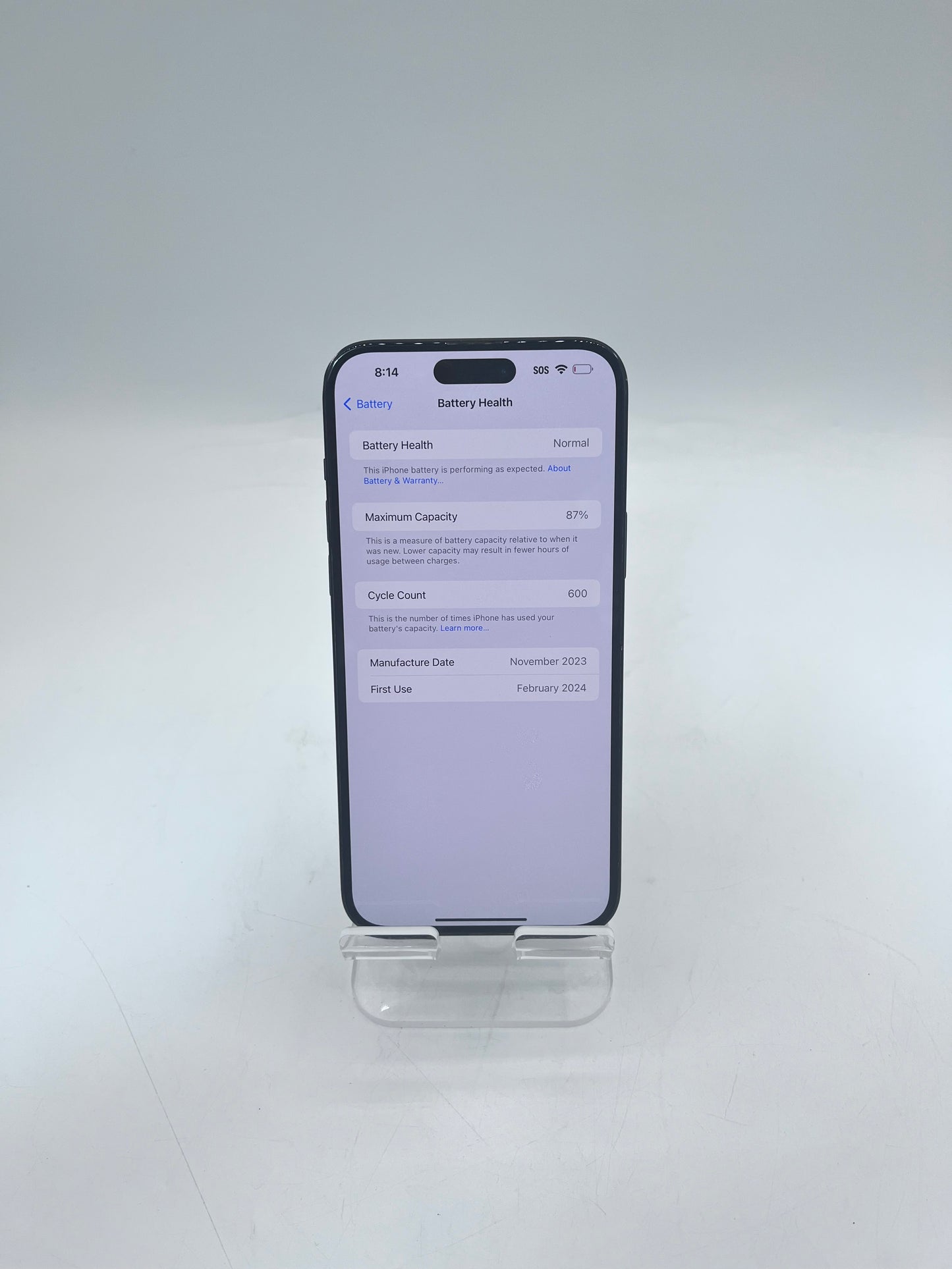 WIFI ONLY Apple iPhone 15 Plus 6.7" 128GB A2847 MTXR3LL/A A2847 87% BH READ
