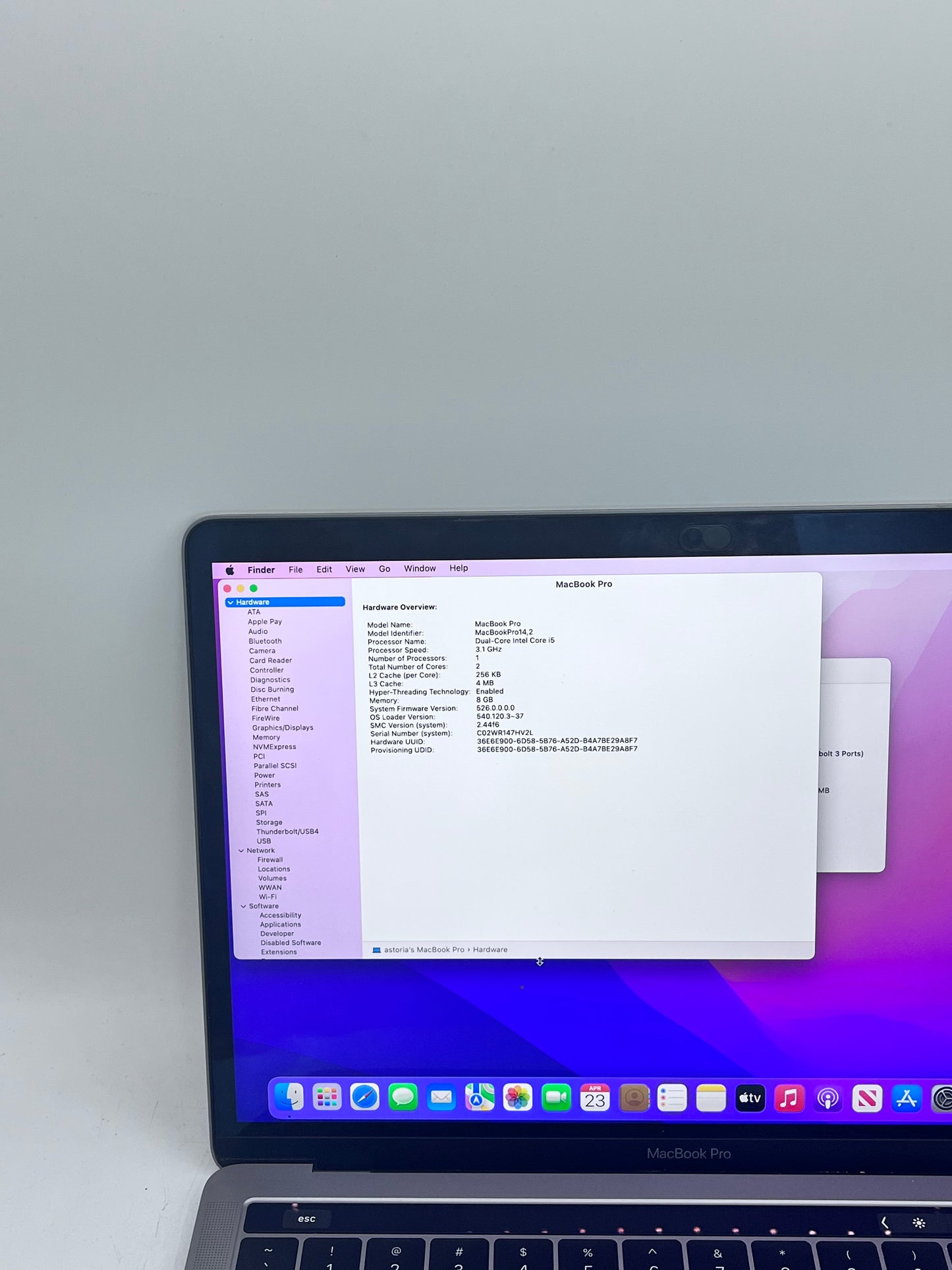 2017 Apple MacBook Pro A1706 13 Core i5 8GB 256GB Gray