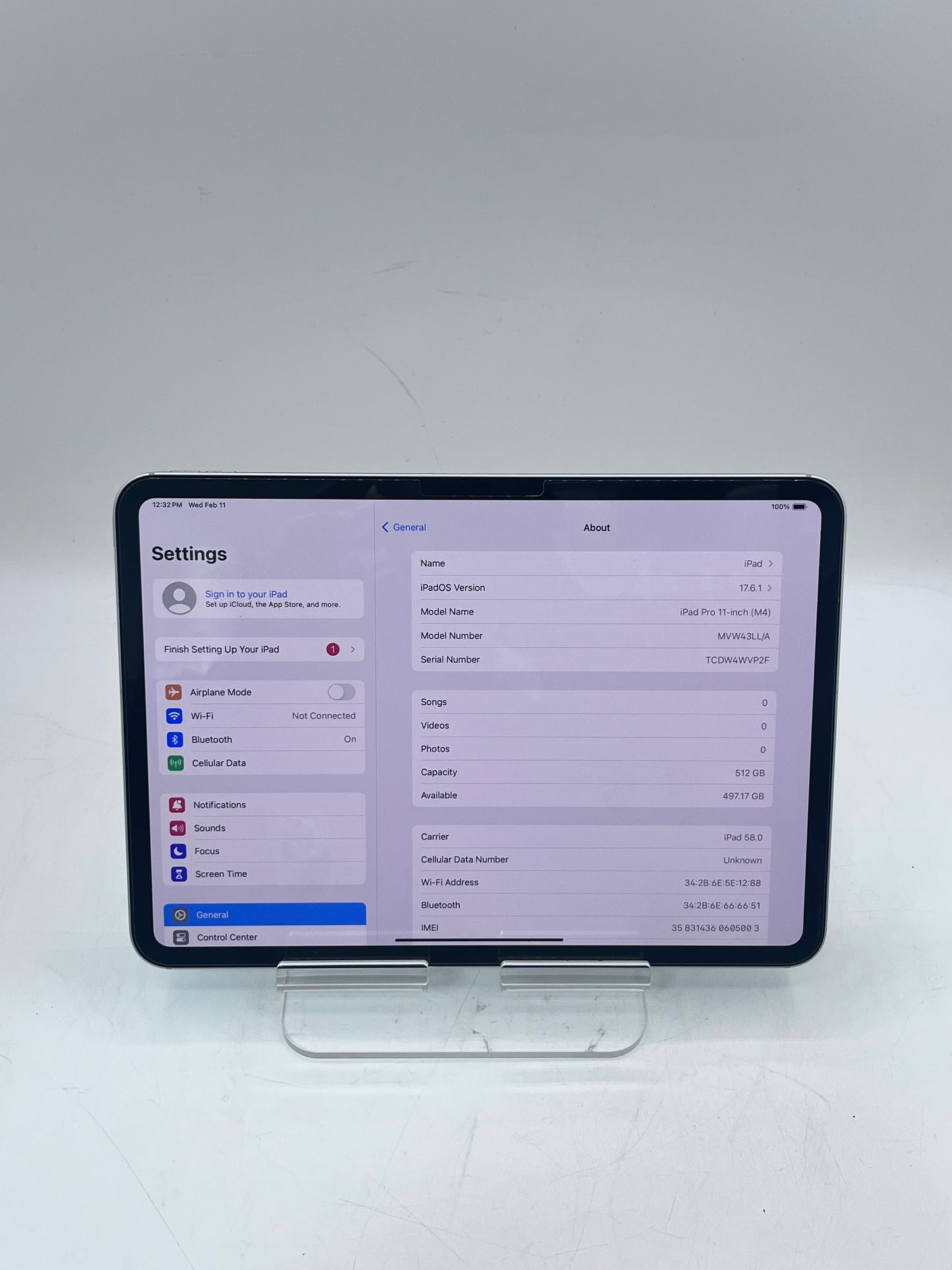 Apple iPad Pro M4 5th Gen 512GB Wi-Fi + Cellular 11" MVW33LL/A 100% BH