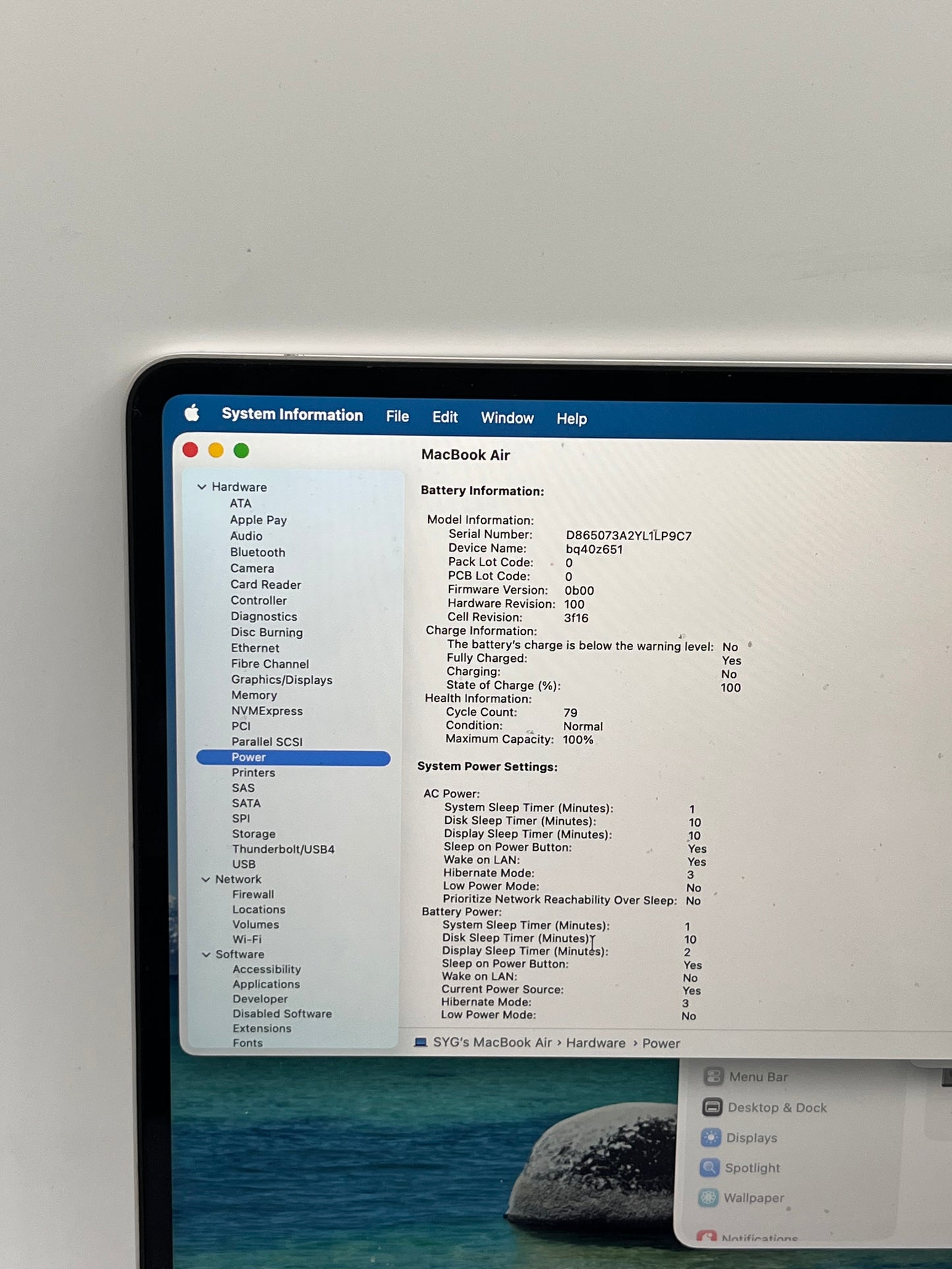 2024 Apple MacBook Air 15" 16GB 256GB A3241 MW1G3LL/A Silver 76 Cycle Count