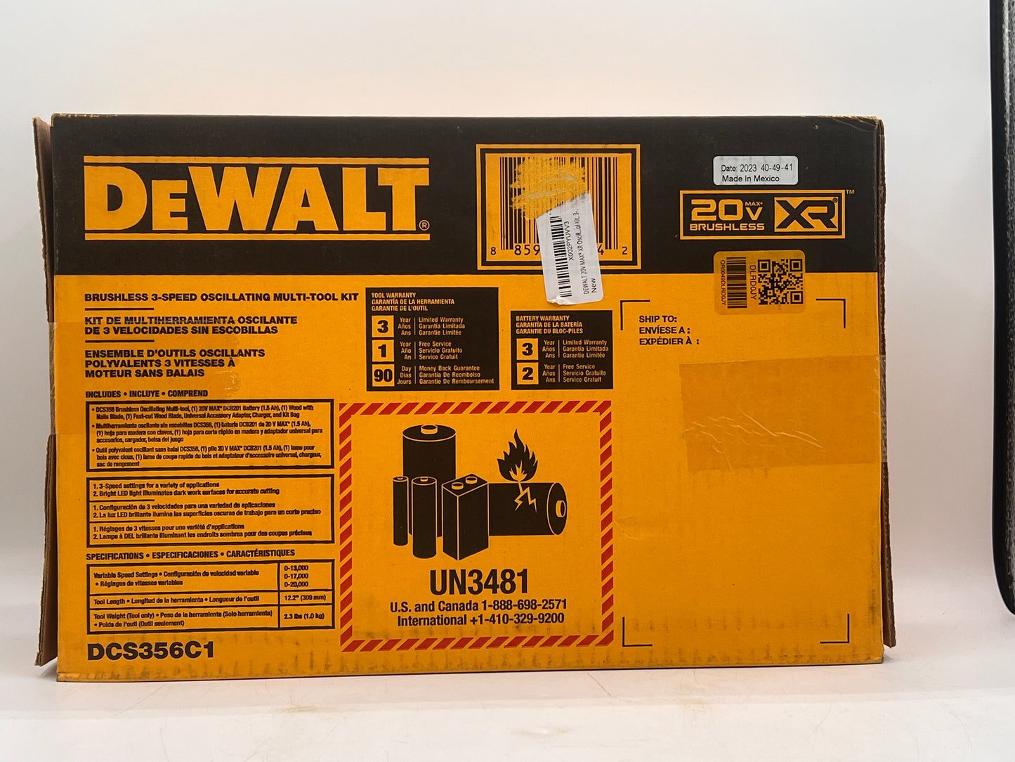 DEWALT DCS356C1 20V MAX XR 3-Speed Cordless Oscillating Tool Kit w/ Battery