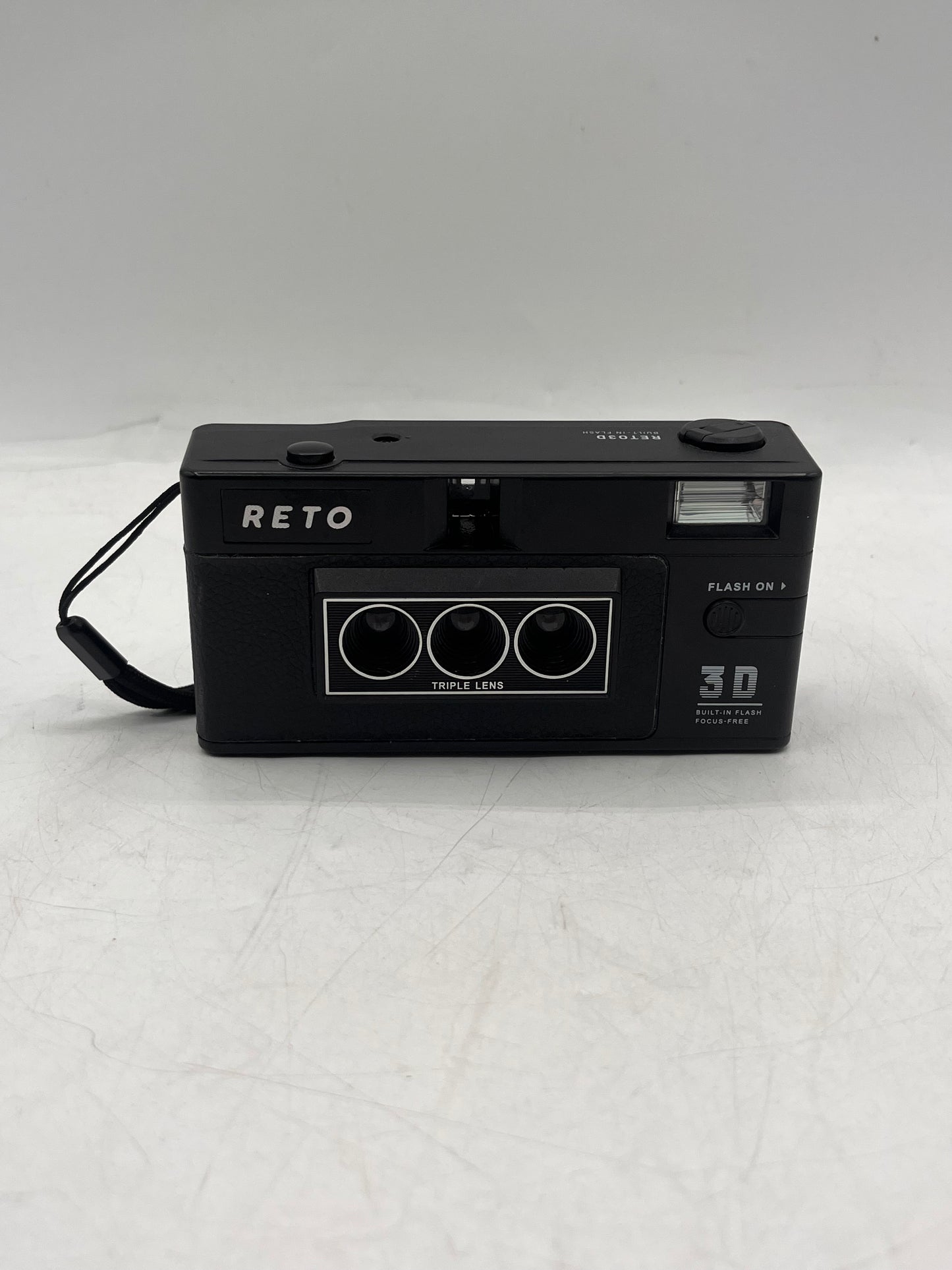 RETO 3D 35mm Film Camera Black 3 Lens Camera Flash Tested Working