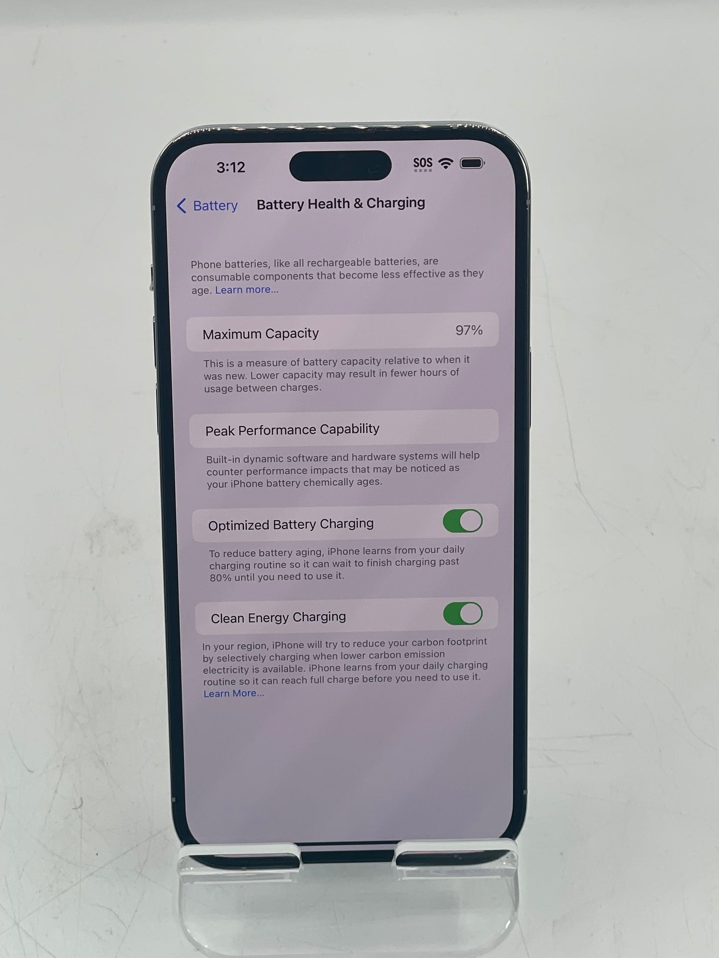 Apple iPhone 14 Pro Max (97% Batt) Factory Unlocked Silver 128GB