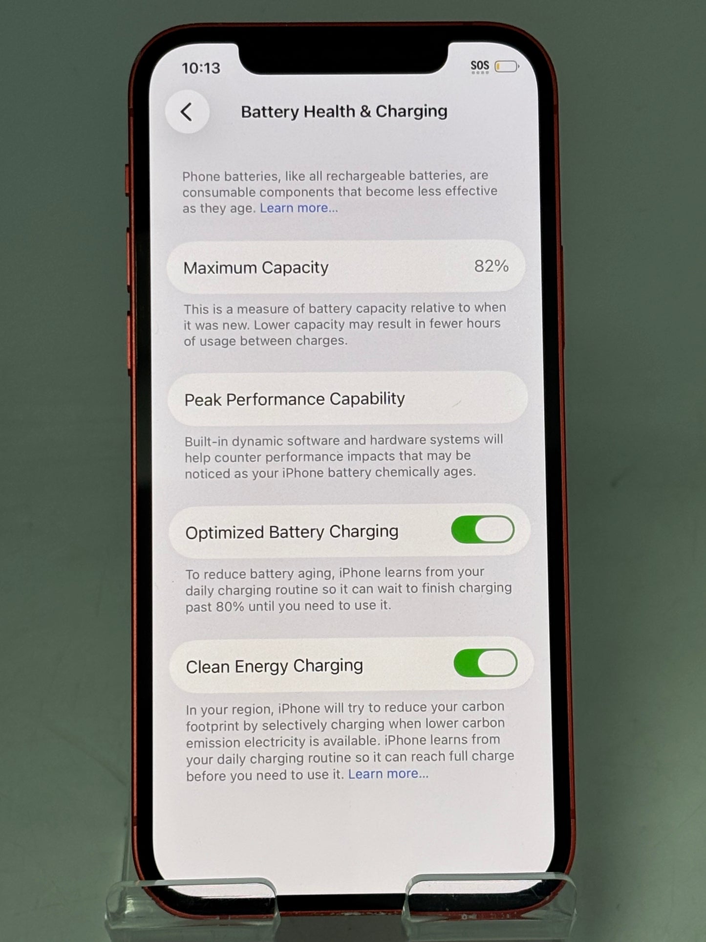 Unlocked Apple iPhone 12 MGH83LL/A A2172 64GB Red 82% BATT
