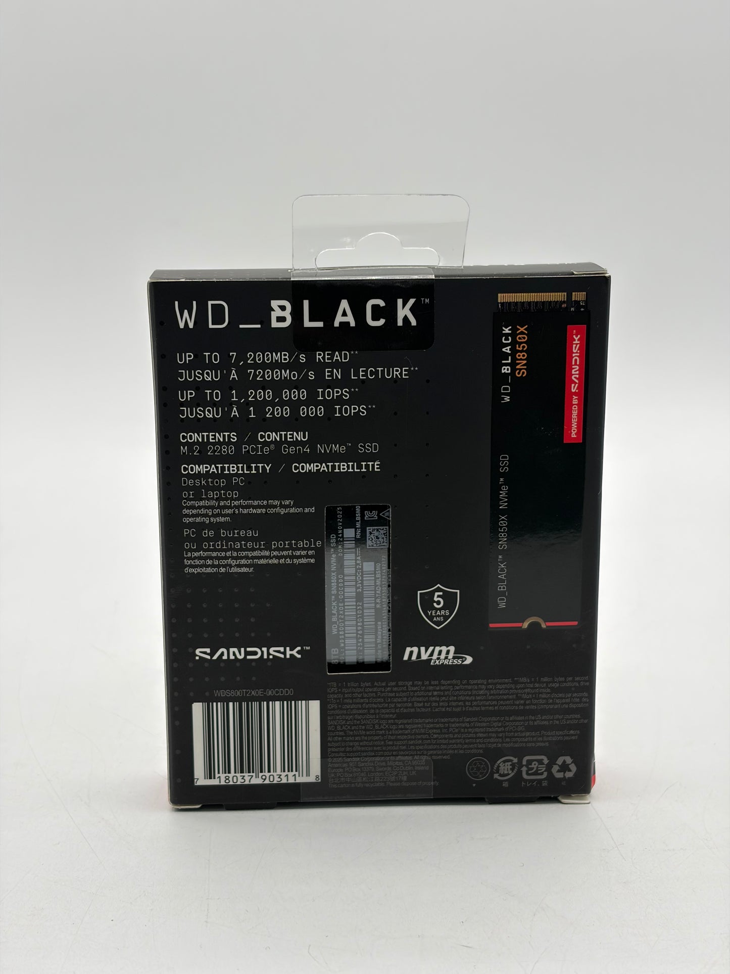WD_BLACK SN850X 8TB NVMe Internal SSD PCIe Gen4 M.2 22800 Game Drive NEW SEALED