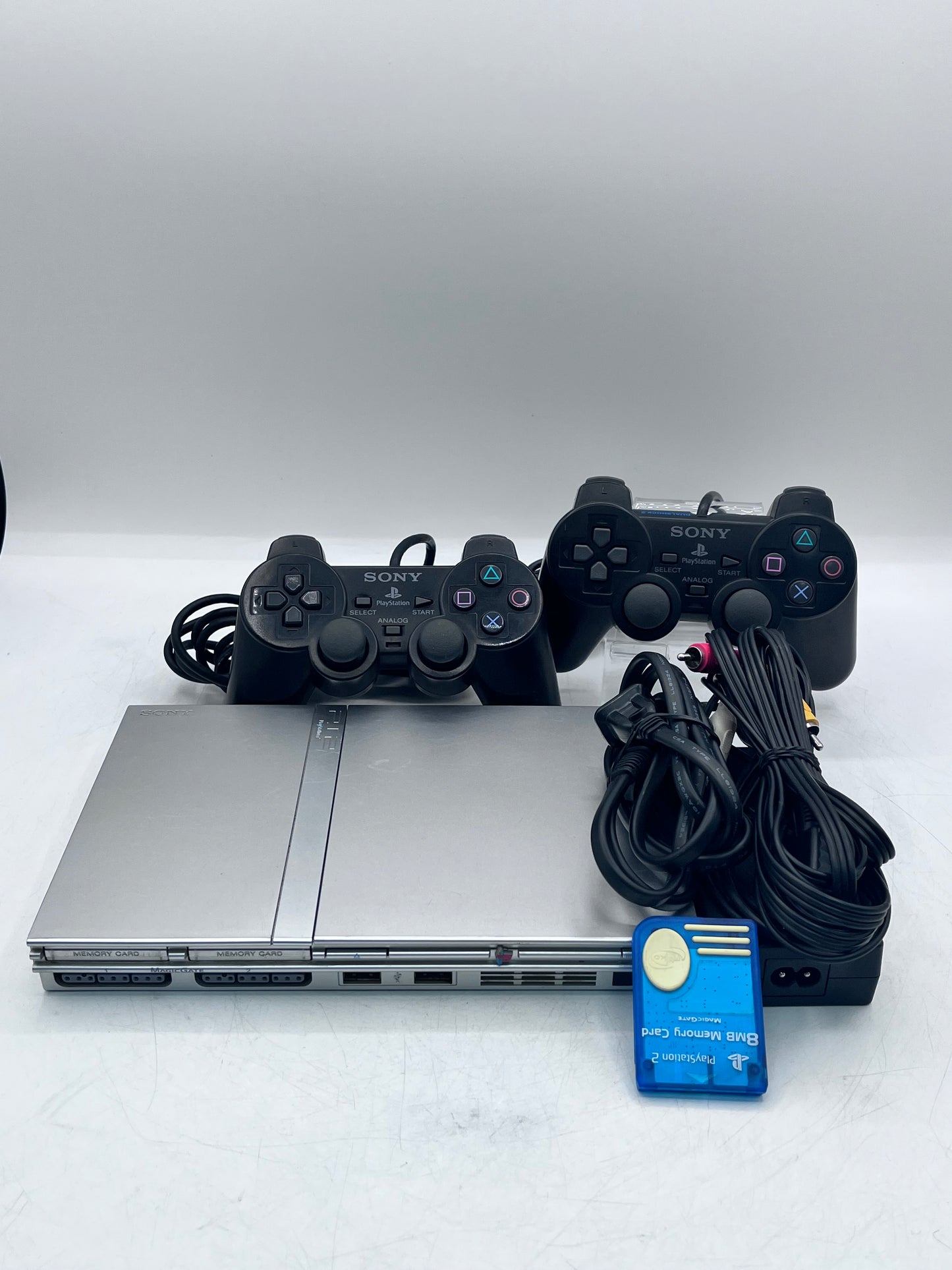 Sony SCPH-79001 Playstation 2 Slim Game Console - Silver - Includes 8GB Memory Card