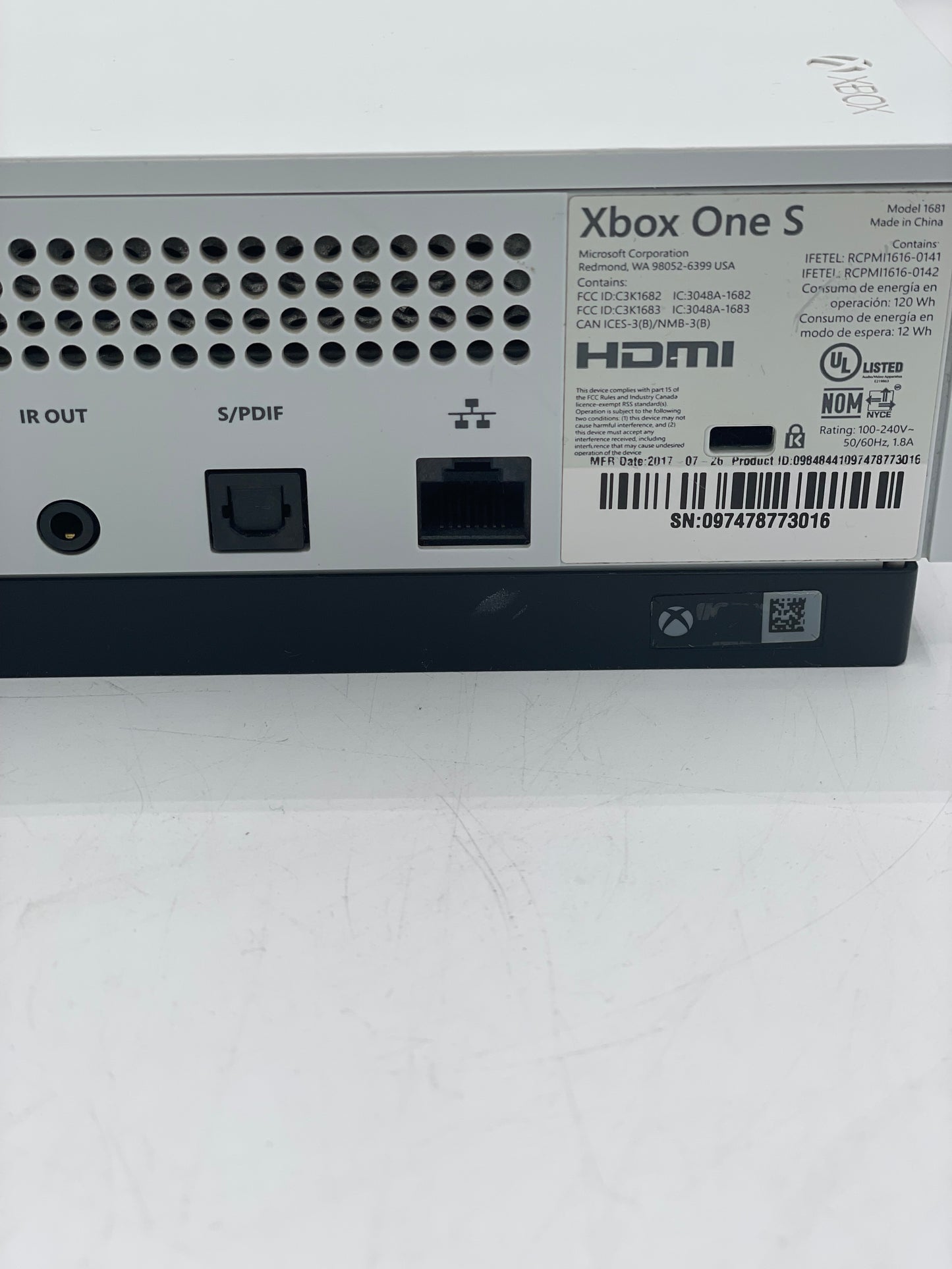 Microsoft Xbox One S 2016 (Model: 1681) - 500GB - Used - White
