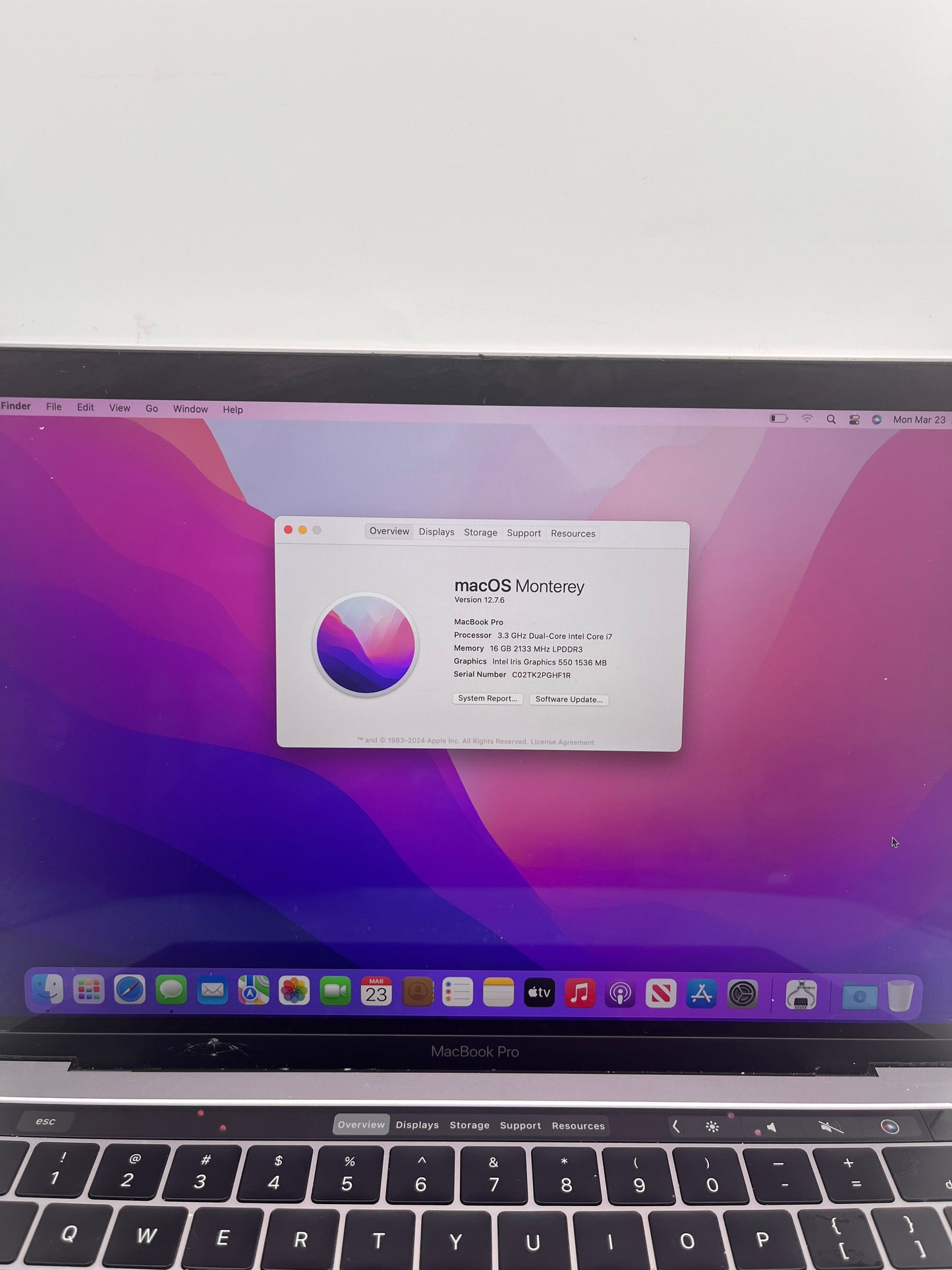 Apple MacBook Pro 13" A1706 MPXV2LL/A 16GB 1TB 2017 - Space Gray READ