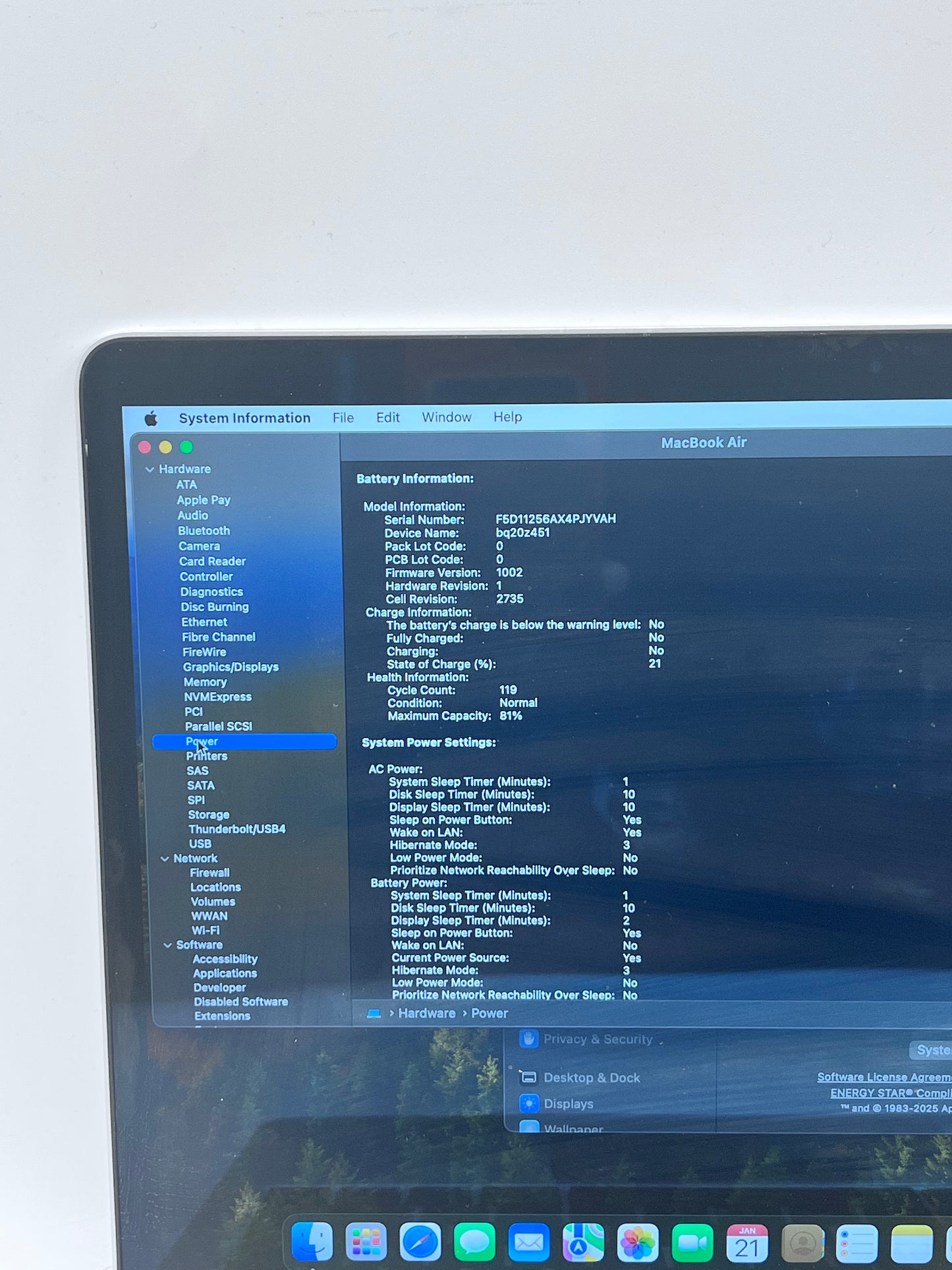2020 Apple MacBook Air 13.3" M1 7C 8GB 128GB A2337 REMOTELY MANAGED 119 CC