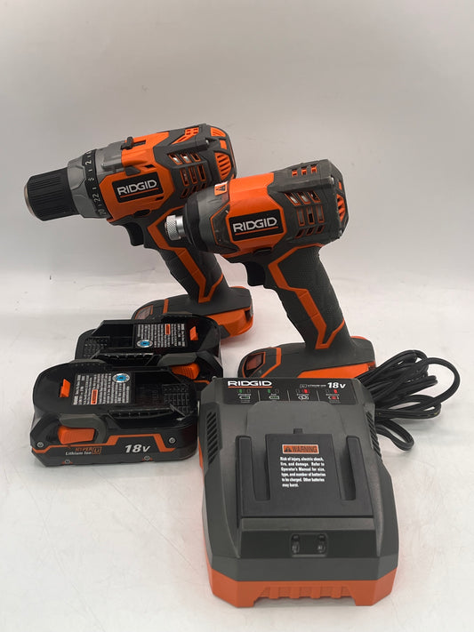 Rigid Cordless Drill Set - Cordless Drills R86008 & R86034 with Batteries + R86092 Charger